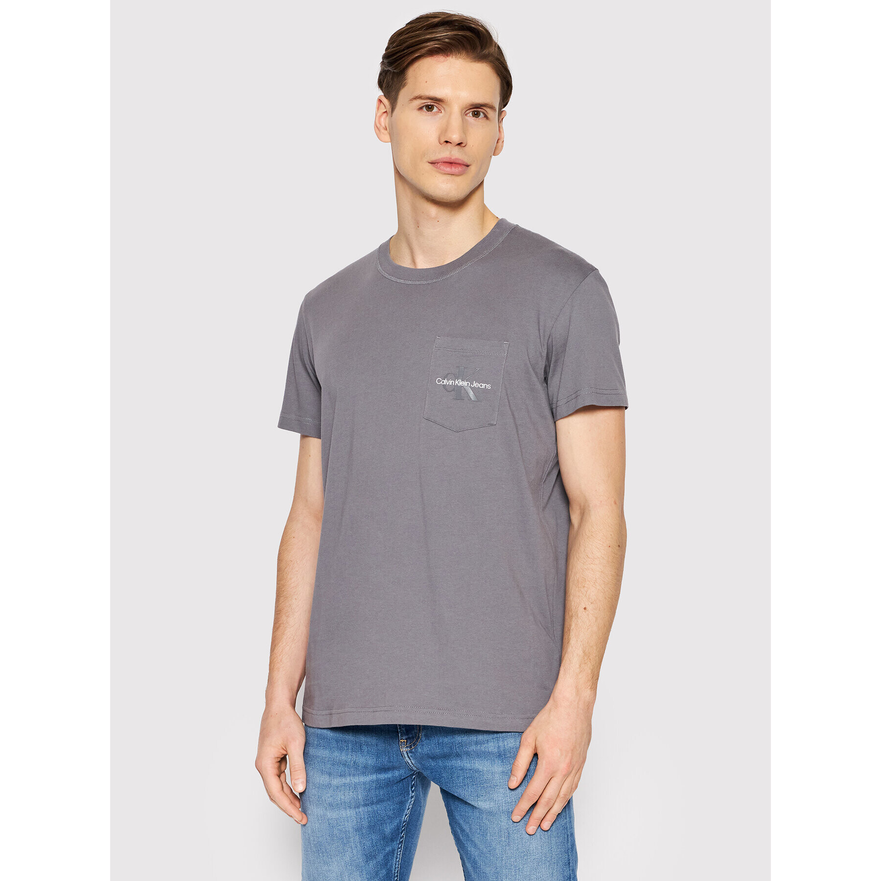 Calvin Klein Jeans T-Shirt J30J319876 Šedá Regular Fit - Pepit.cz