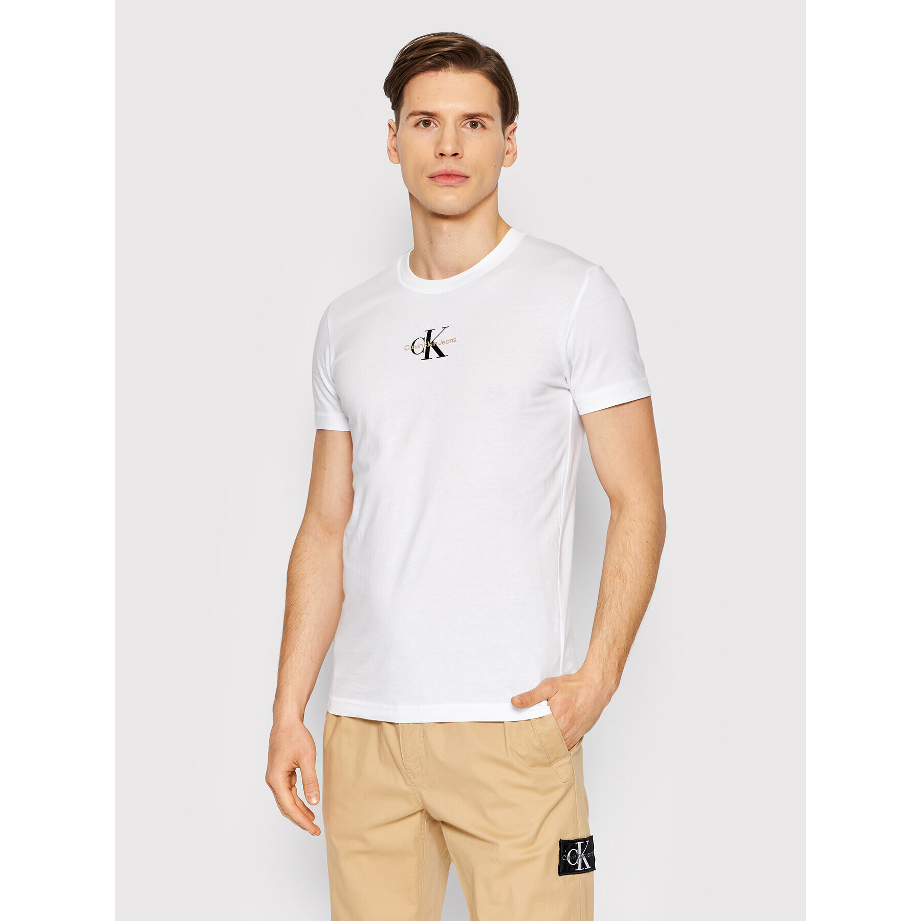 Calvin Klein Jeans T-Shirt J30J319877 Bílá Regular Fit - Pepit.cz