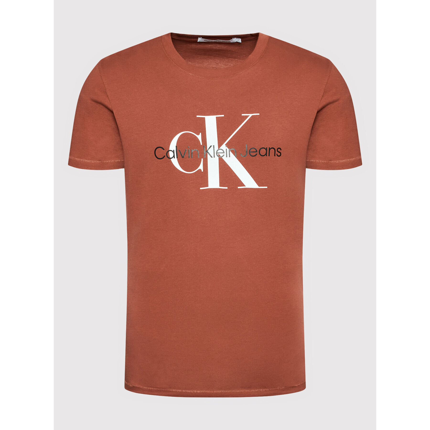 Calvin Klein Jeans T-Shirt J30J320806 Hnědá Regular Fit - Pepit.cz