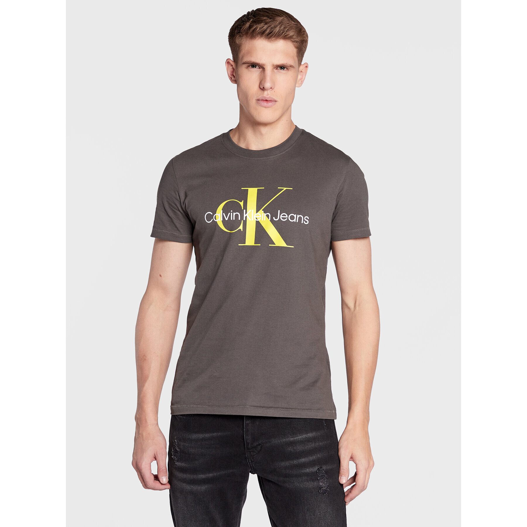 Calvin Klein Jeans T-Shirt J30J320806 Šedá Slim Fit - Pepit.cz