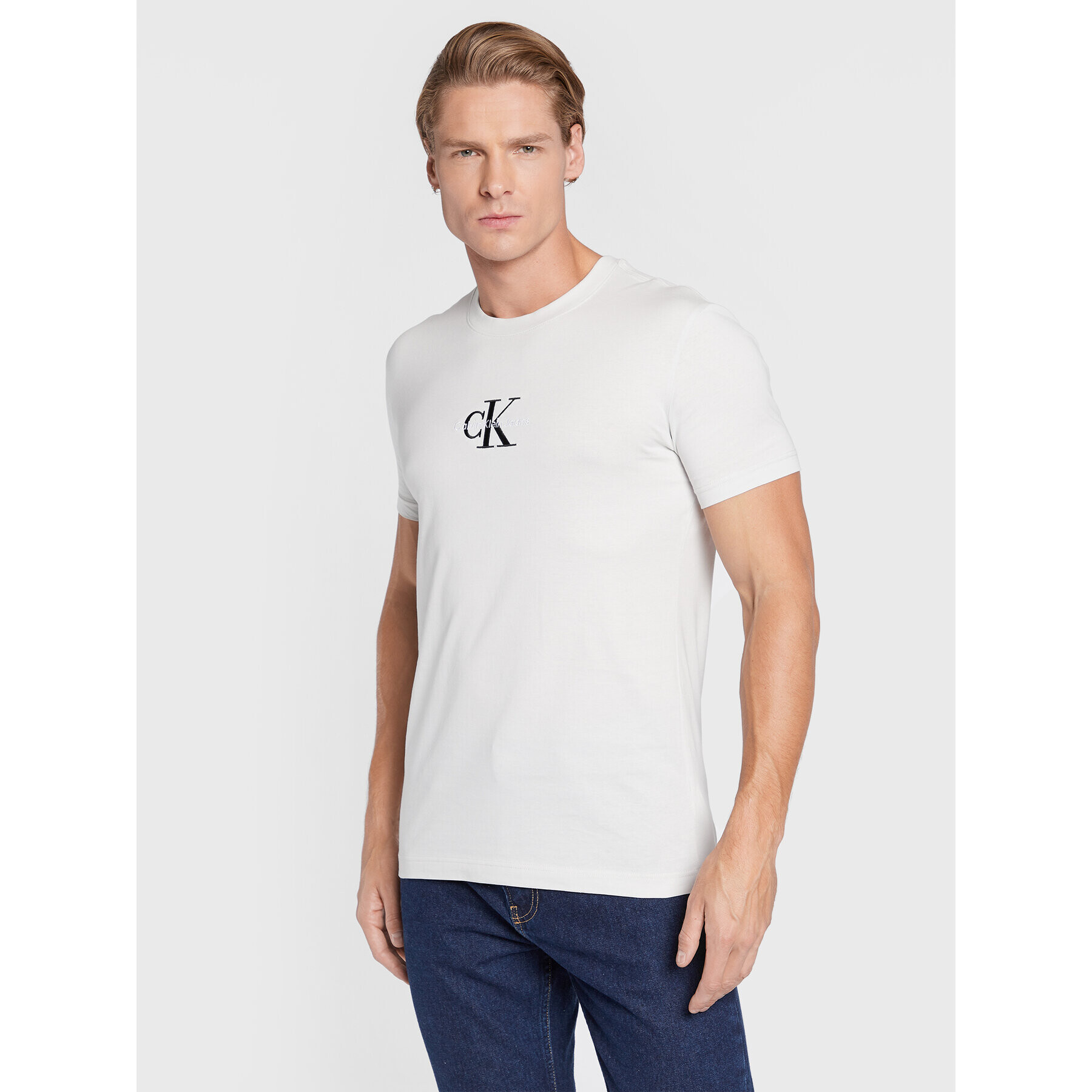 Calvin Klein Jeans T-Shirt J30J320855 Šedá Slim Fit - Pepit.cz