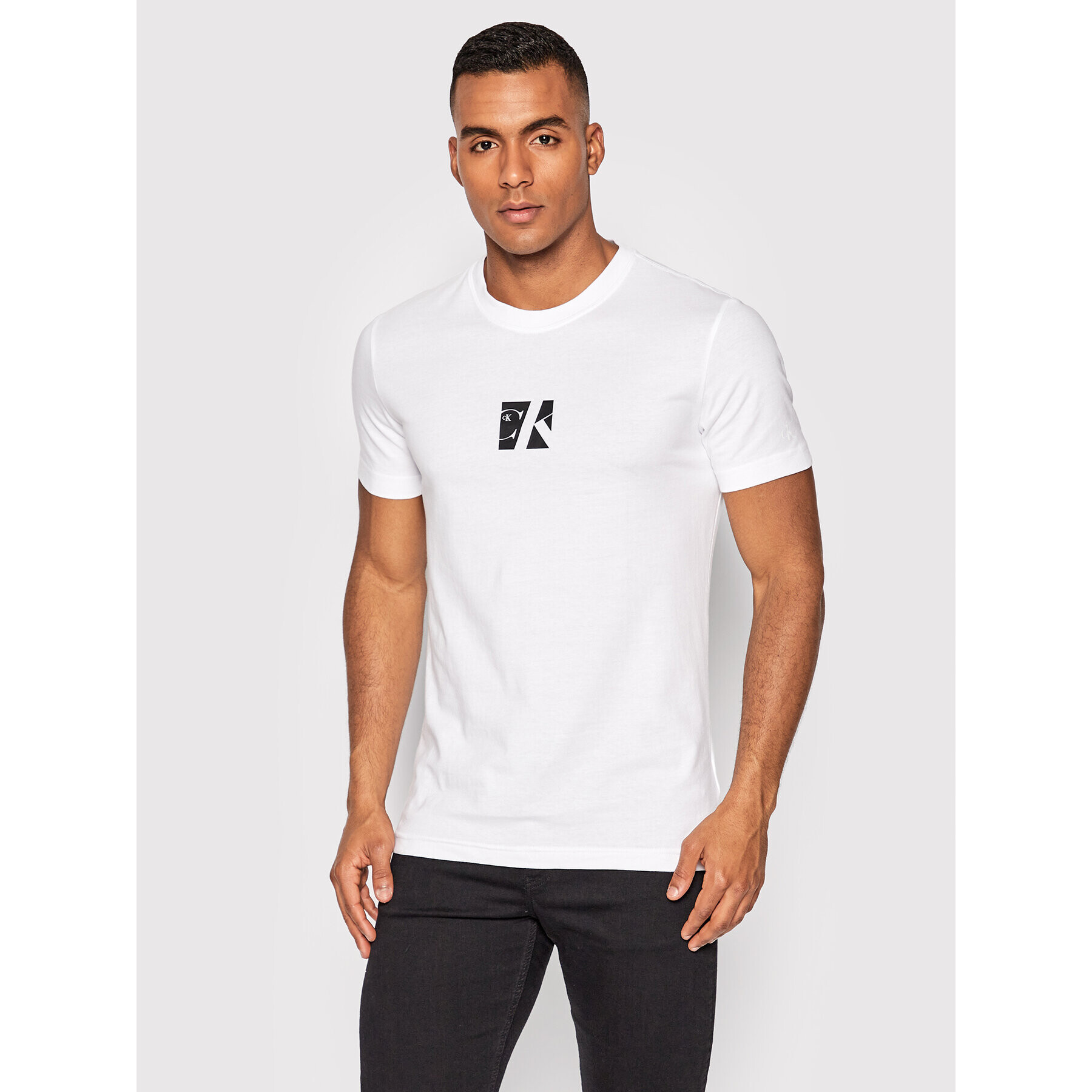 Calvin Klein Jeans T-Shirt J30J320876 Bílá Regular Fit - Pepit.cz