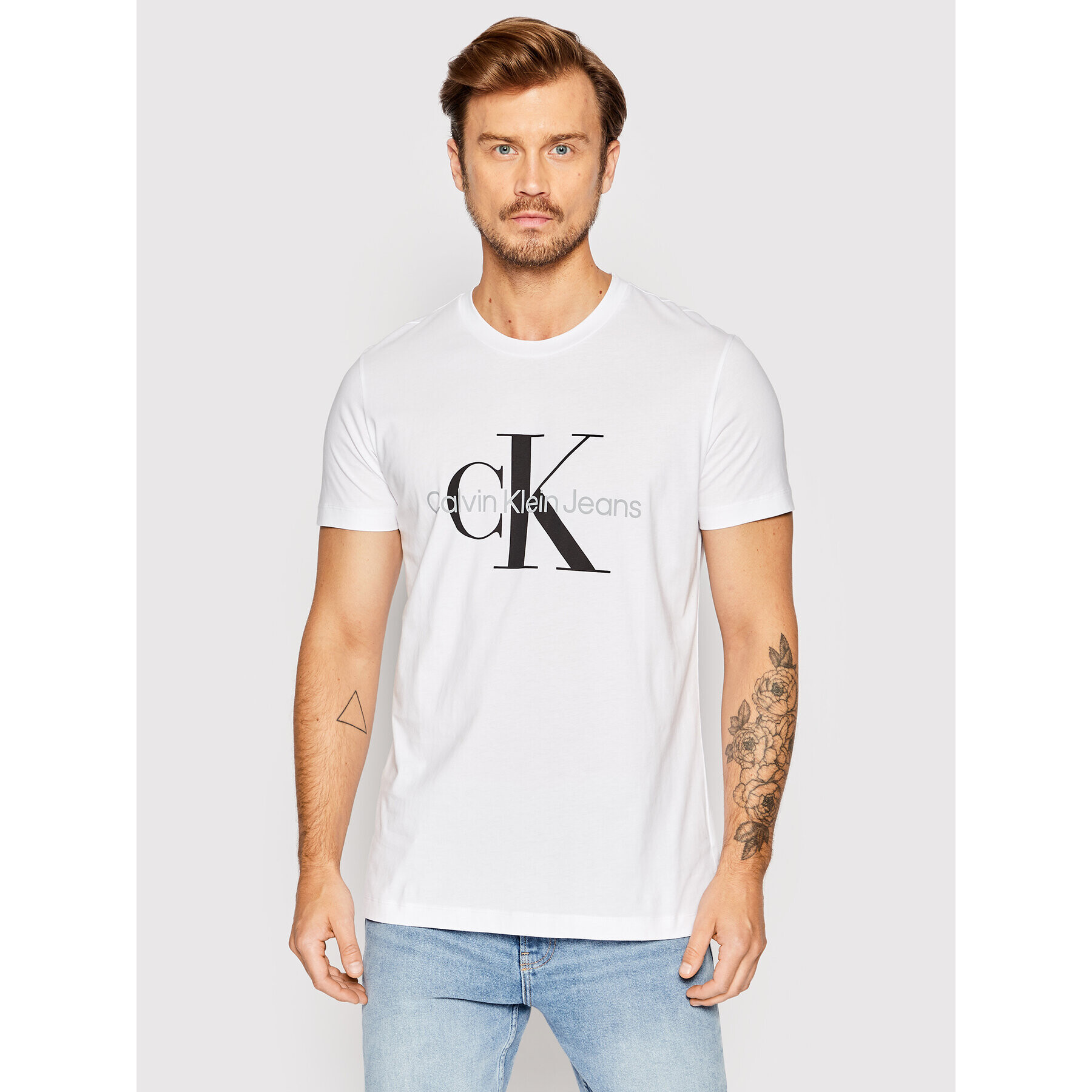 Calvin Klein Jeans T-Shirt J30J320935 Bílá Slim Fit - Pepit.cz