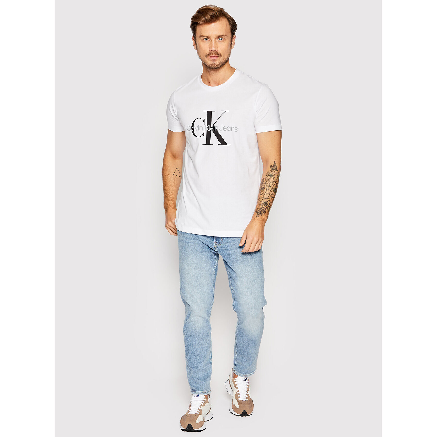 Calvin Klein Jeans T-Shirt J30J320935 Bílá Slim Fit - Pepit.cz