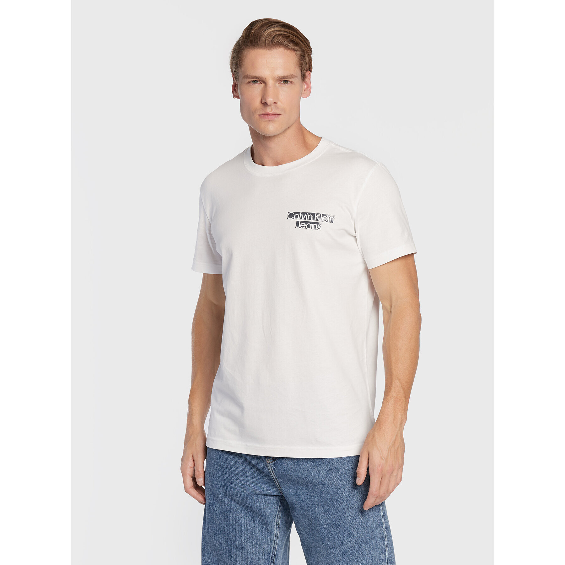 Calvin Klein Jeans T-Shirt J30J321772 Bílá Slim Fit - Pepit.cz