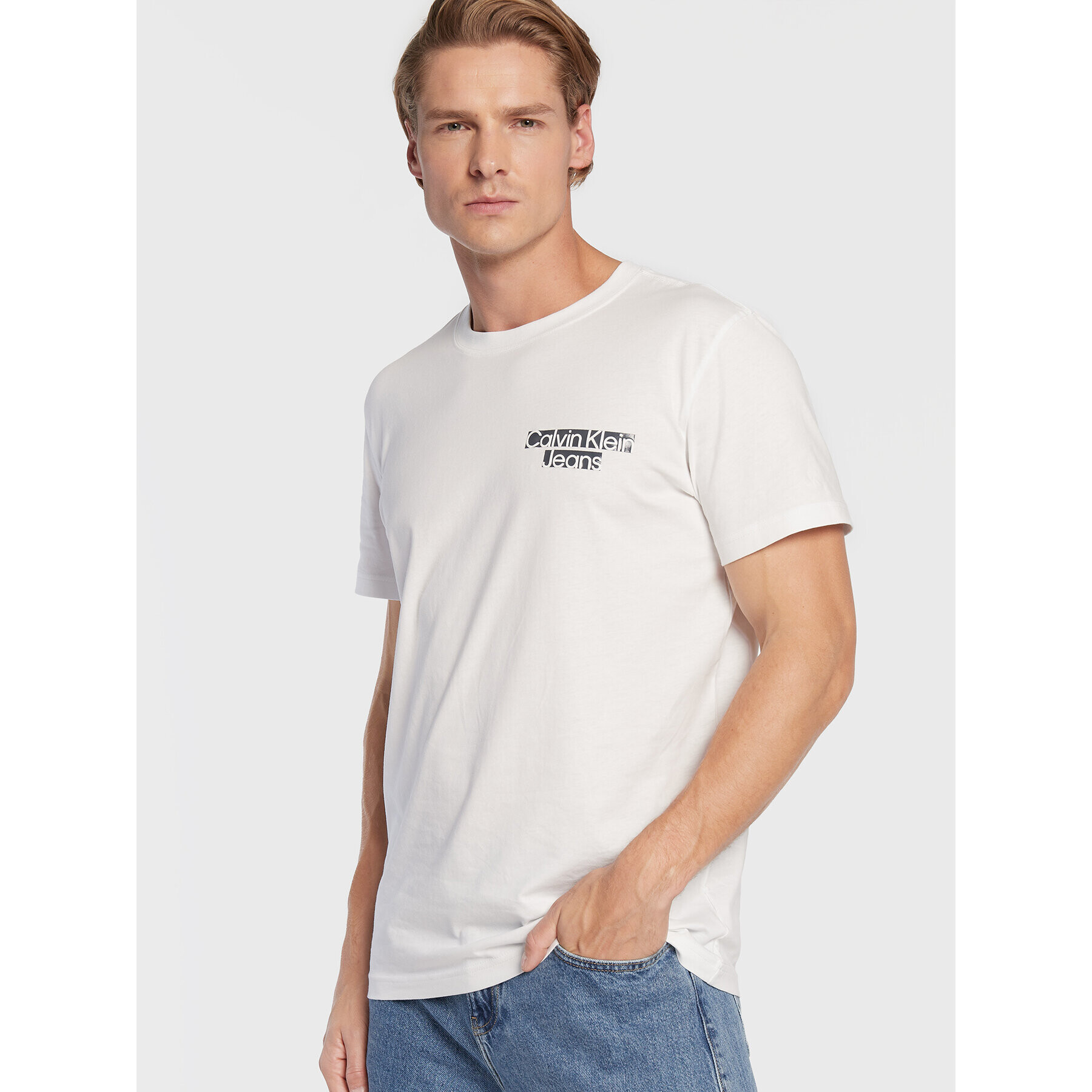 Calvin Klein Jeans T-Shirt J30J321772 Bílá Slim Fit - Pepit.cz