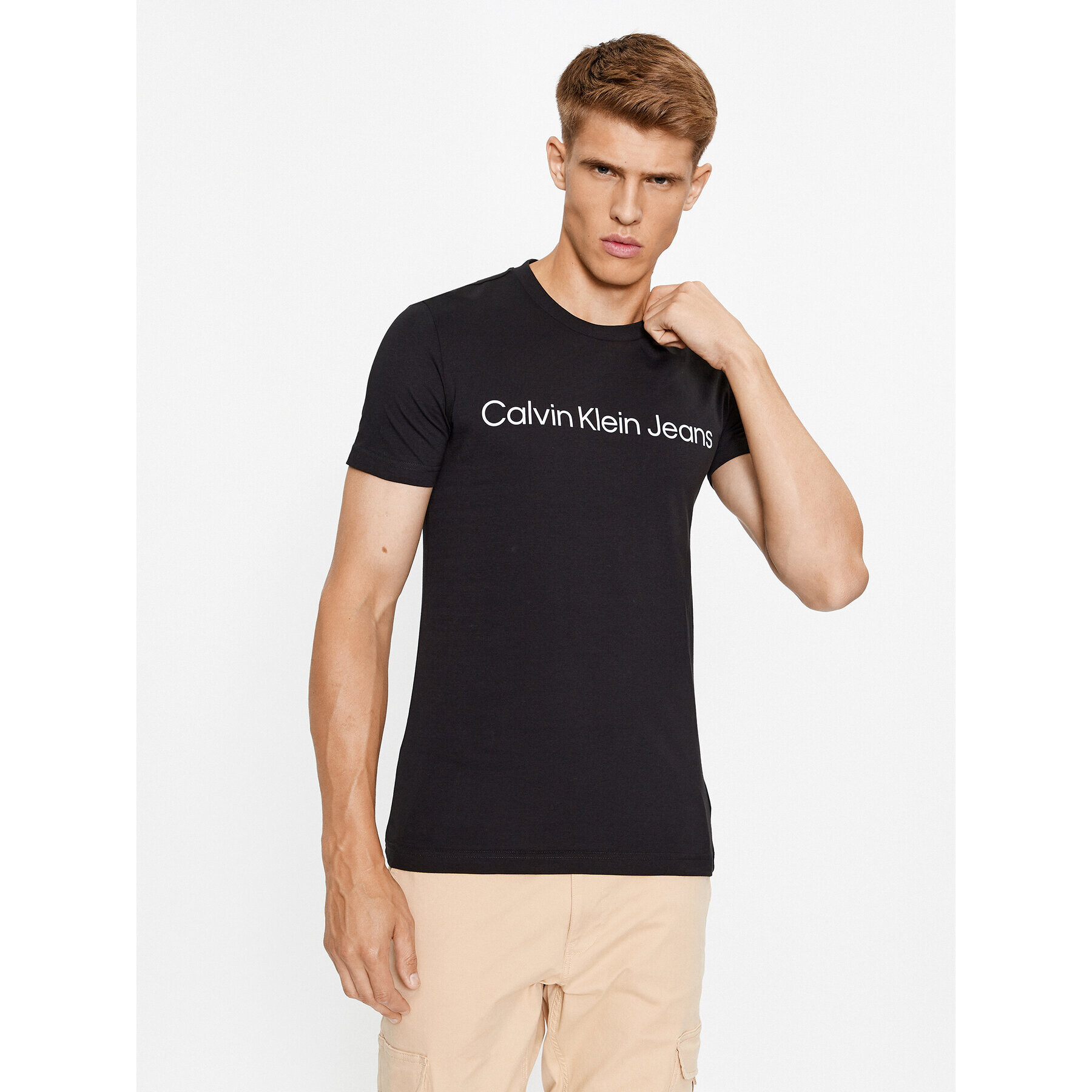 Calvin Klein Jeans T-Shirt J30J322552 Černá Slim Fit - Pepit.cz