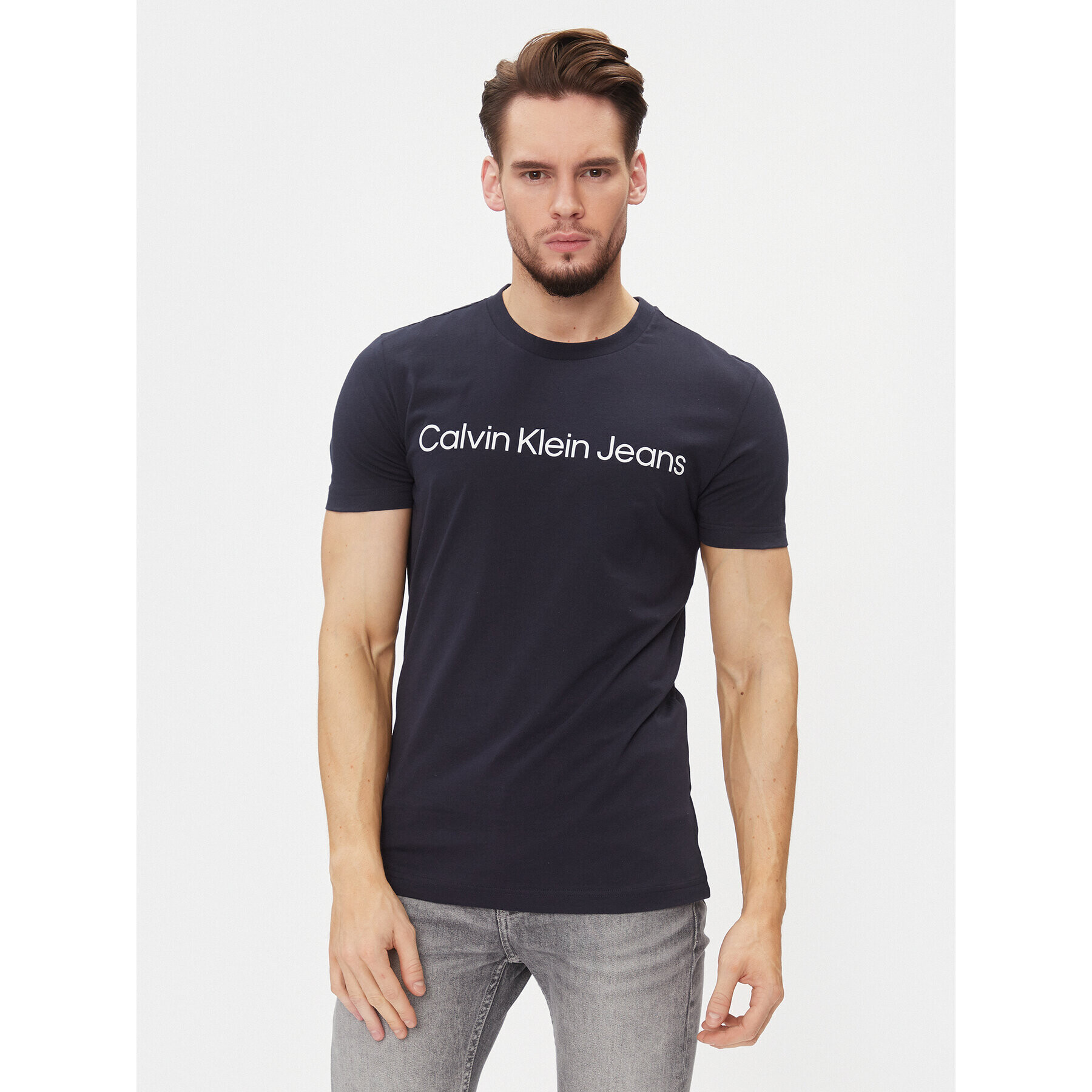 Calvin Klein Jeans T-Shirt J30J322552 Tmavomodrá Slim Fit - Pepit.cz