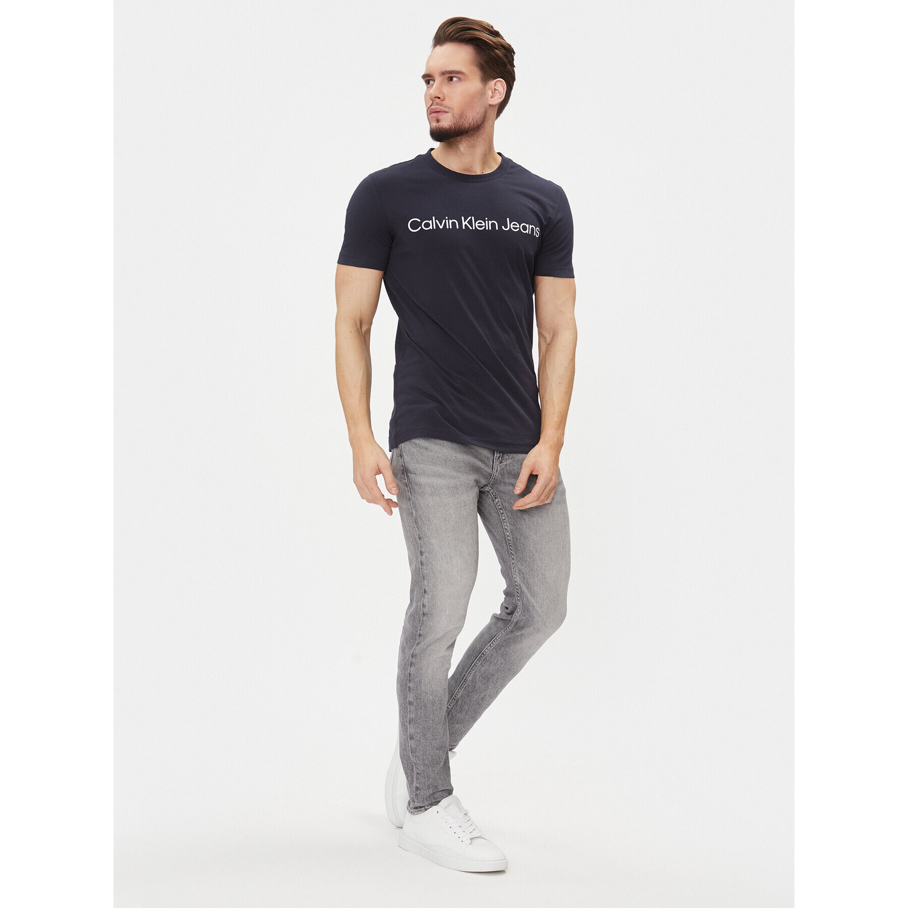 Calvin Klein Jeans T-Shirt J30J322552 Tmavomodrá Slim Fit - Pepit.cz