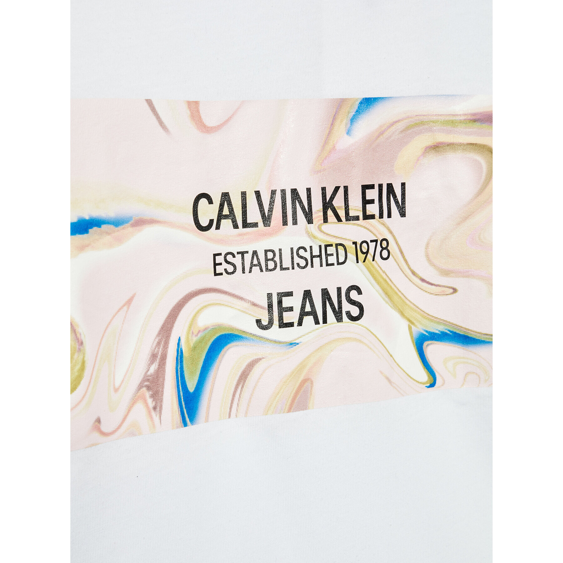 Calvin Klein Jeans T-Shirt Liquid Logo Print IG0IG01292 Bílá Regular Fit - Pepit.cz