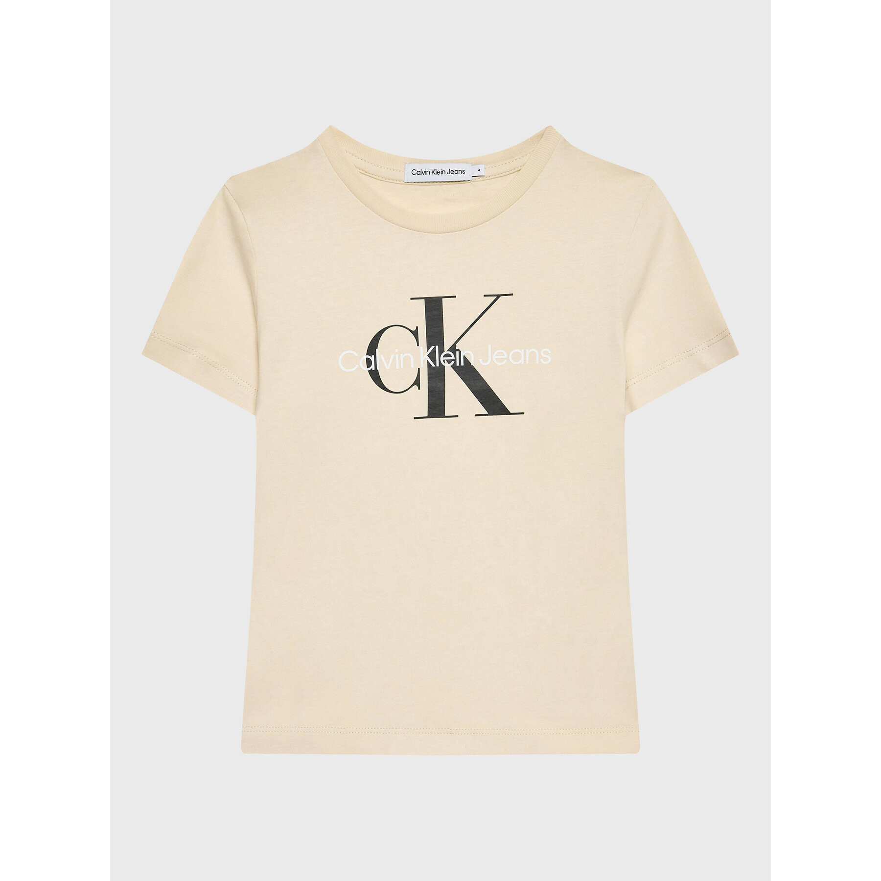 Calvin Klein Jeans T-Shirt Monogram Logo IU0IU00267 Écru Regular Fit - Pepit.cz