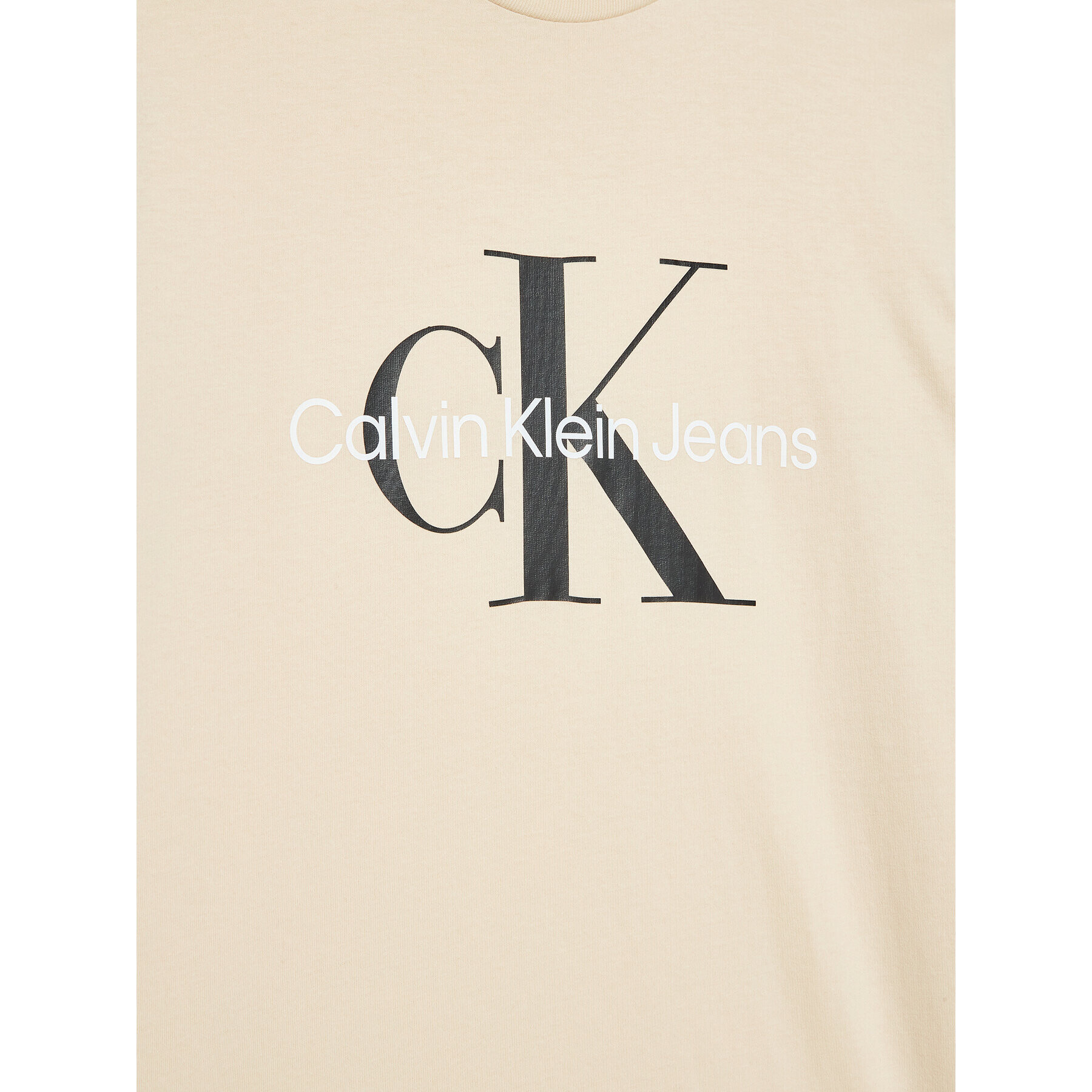 Calvin Klein Jeans T-Shirt Monogram Logo IU0IU00267 Écru Regular Fit - Pepit.cz