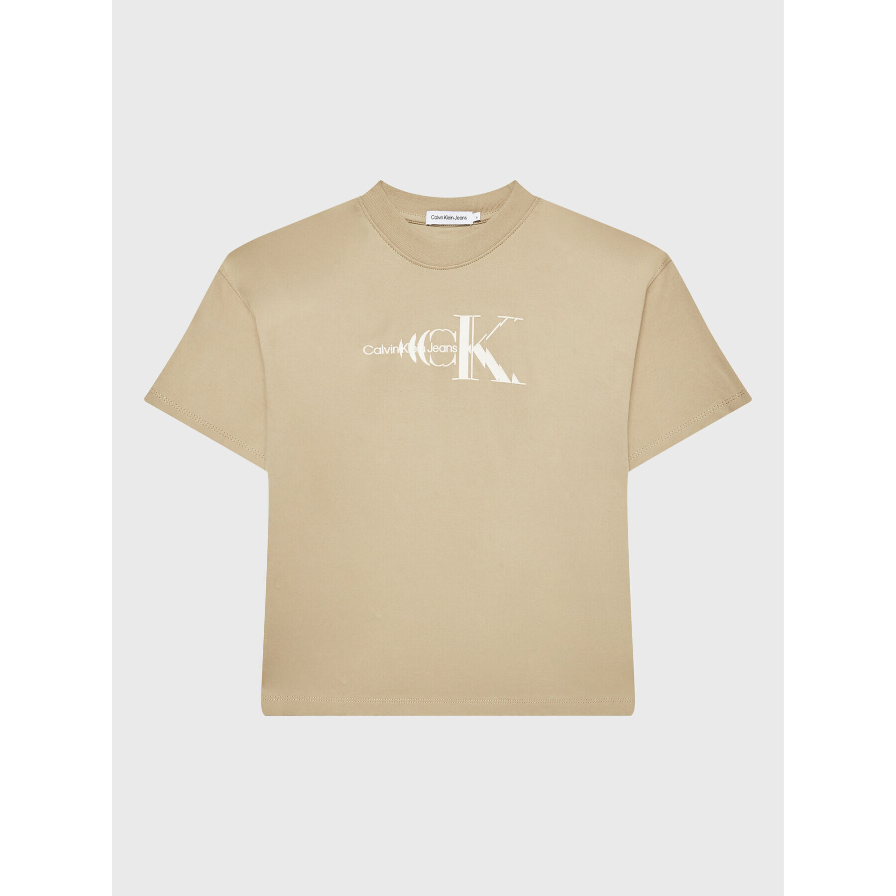 Calvin Klein Jeans T-Shirt Natural Dye Monogram IB0IB01532 Béžová Relaxed Fit - Pepit.cz