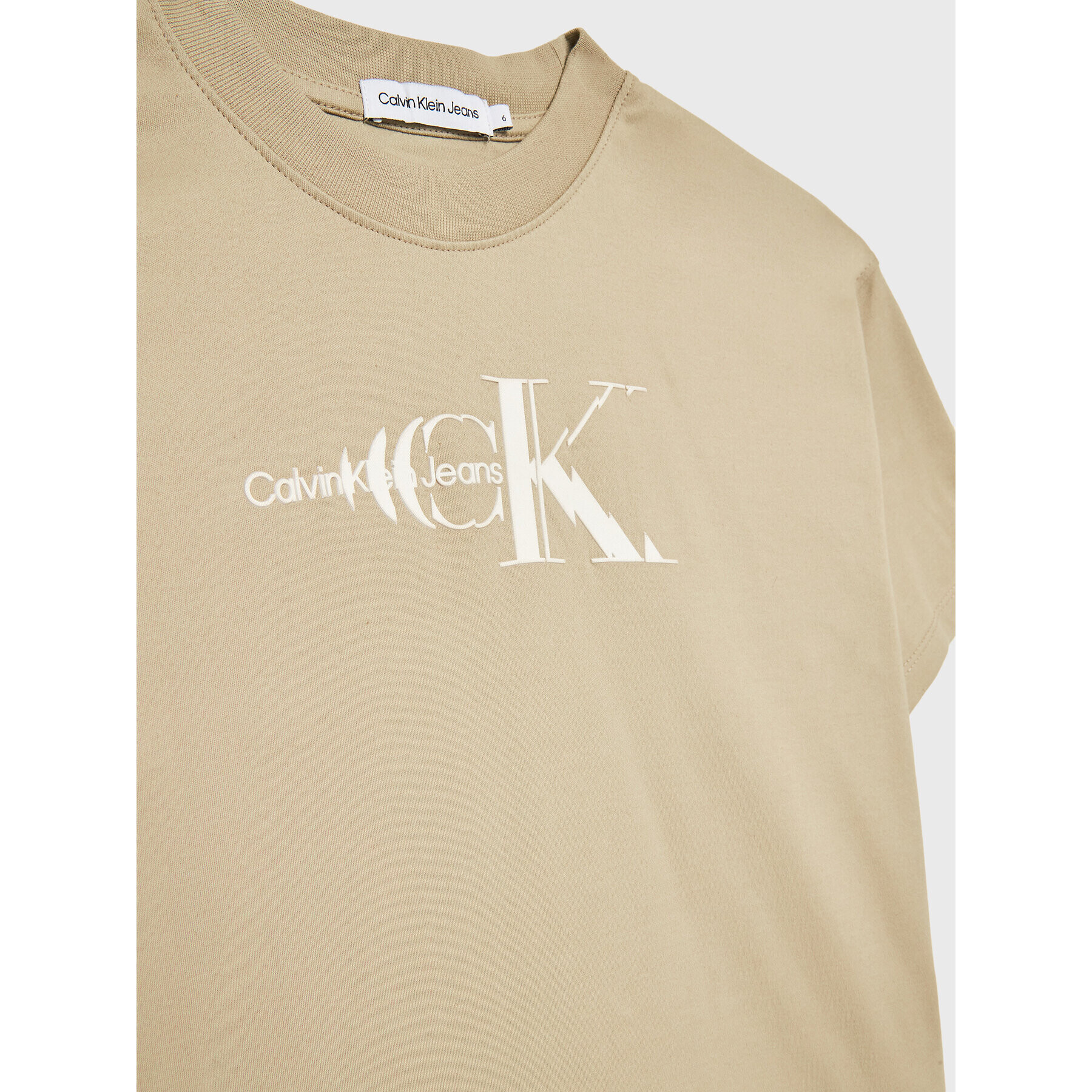 Calvin Klein Jeans T-Shirt Natural Dye Monogram IB0IB01532 Béžová Relaxed Fit - Pepit.cz