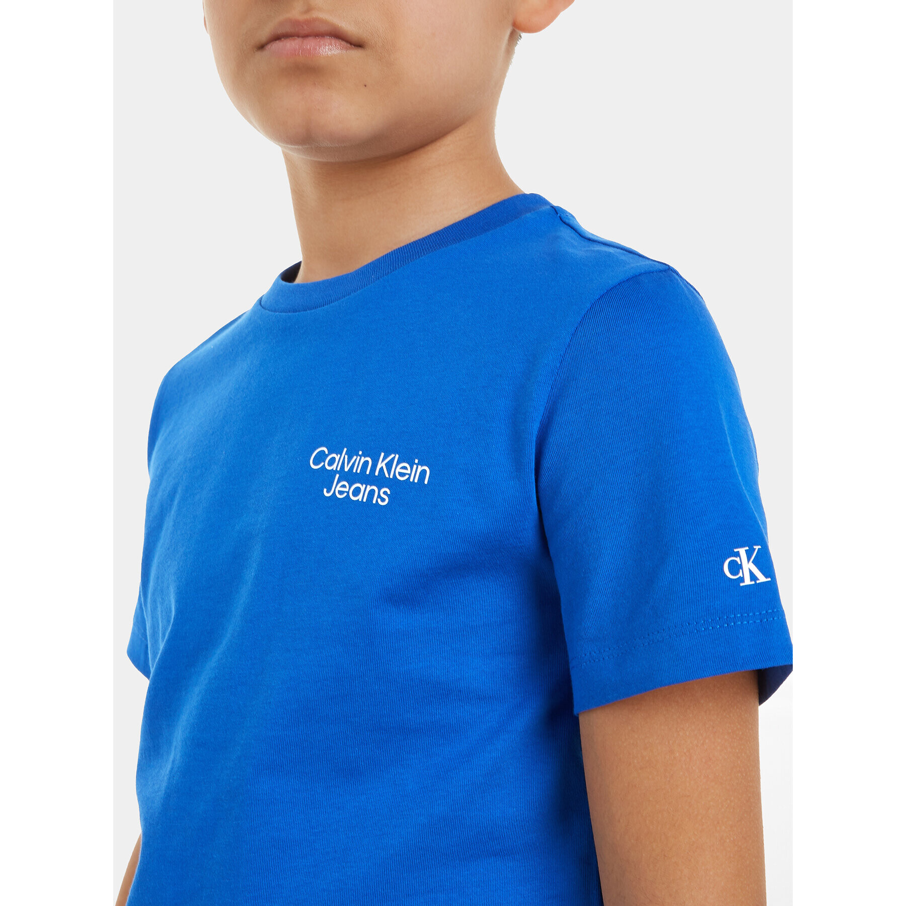 Calvin Klein Jeans T-Shirt Stack Logo IB0IB01319 Modrá Regular Fit - Pepit.cz