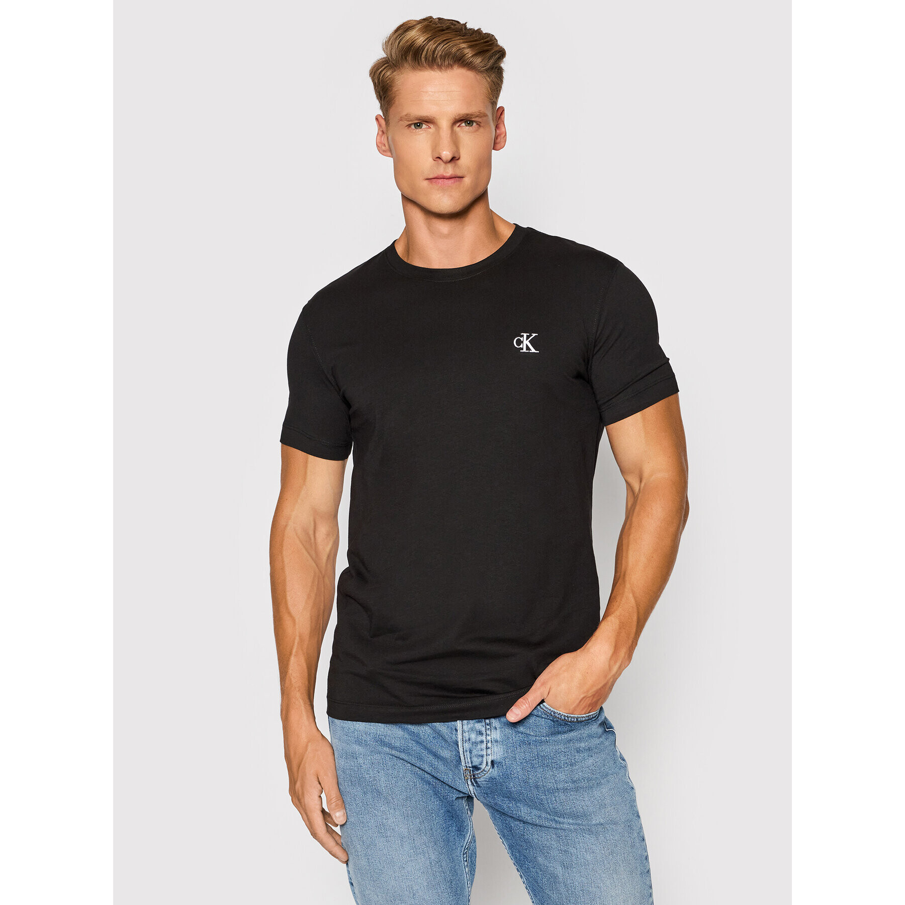 Calvin Klein Jeans T-Shirt Tee Shirt Essential J30J314544 Černá Slim Fit - Pepit.cz