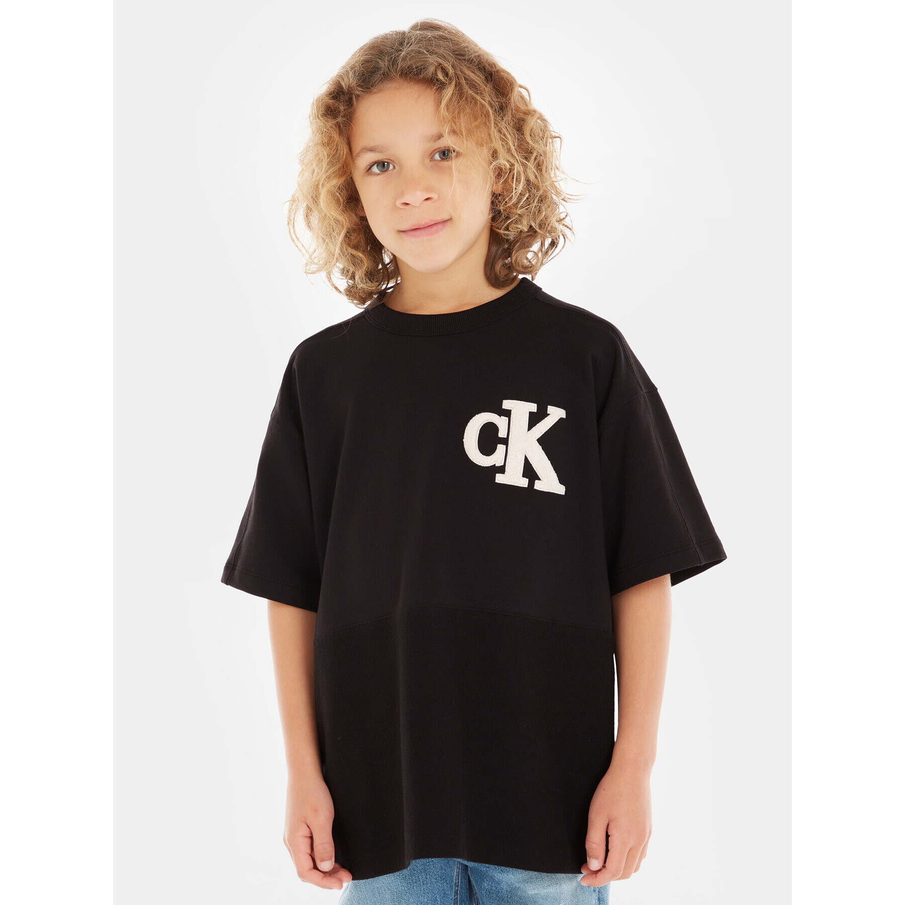 Calvin Klein Jeans T-Shirt Towelling Mono Terry IB0IB01729 Černá Regular Fit - Pepit.cz