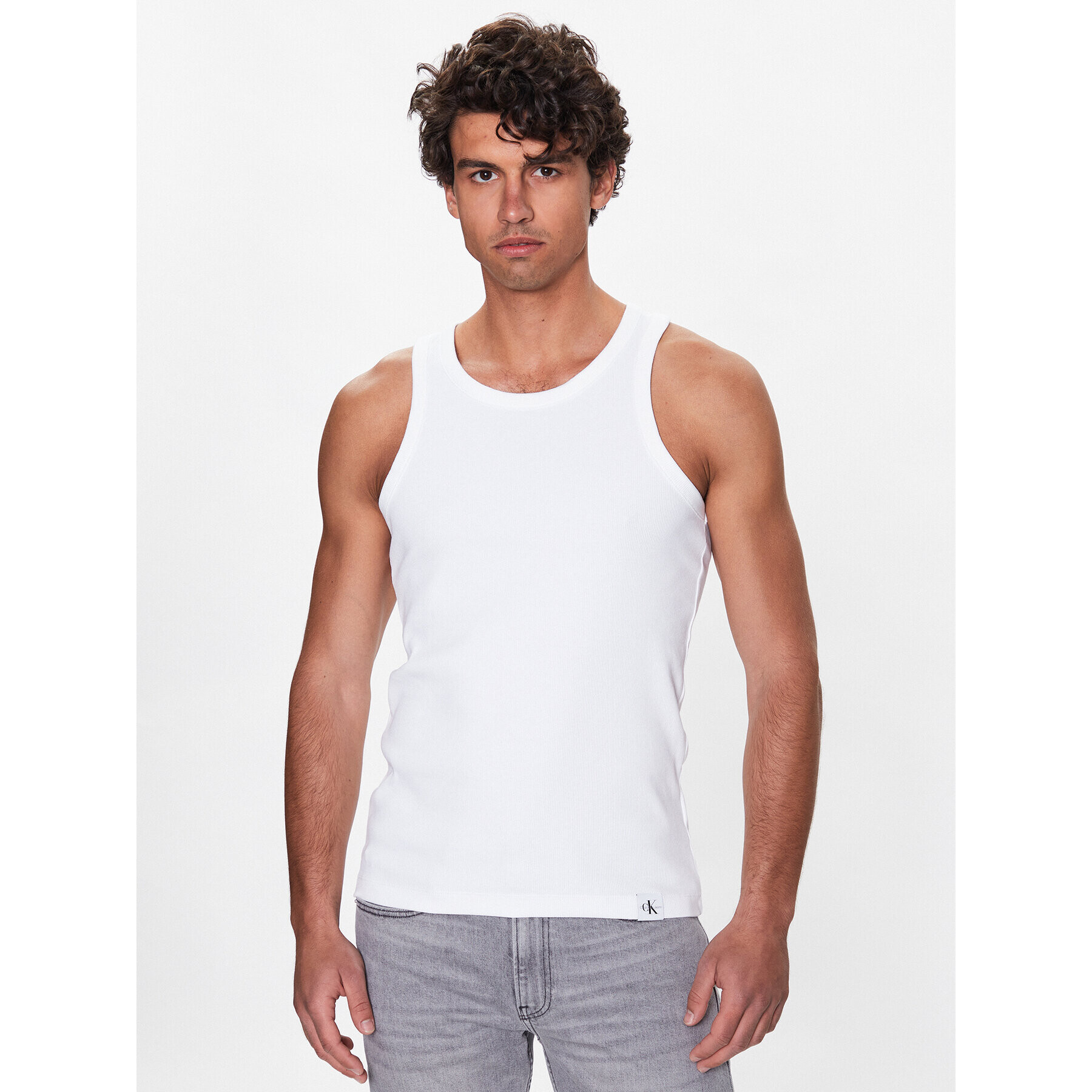 Calvin Klein Jeans Tank top J30J322846 Bílá Regular Fit - Pepit.cz