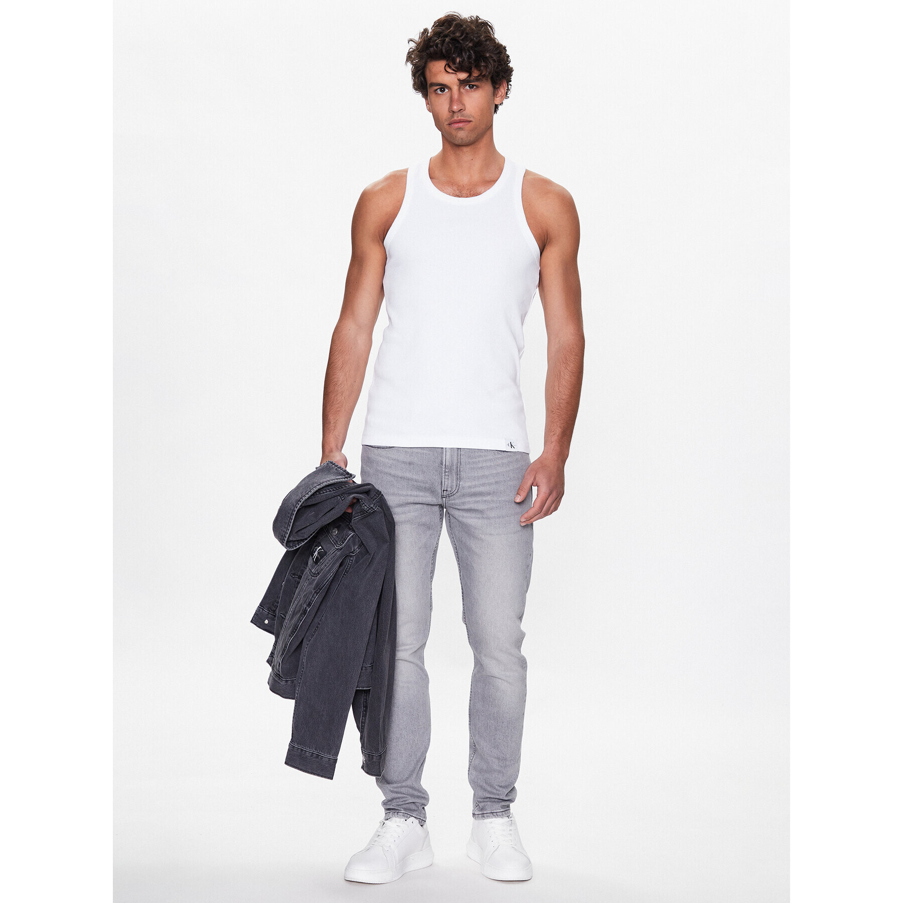 Calvin Klein Jeans Tank top J30J322846 Bílá Regular Fit - Pepit.cz