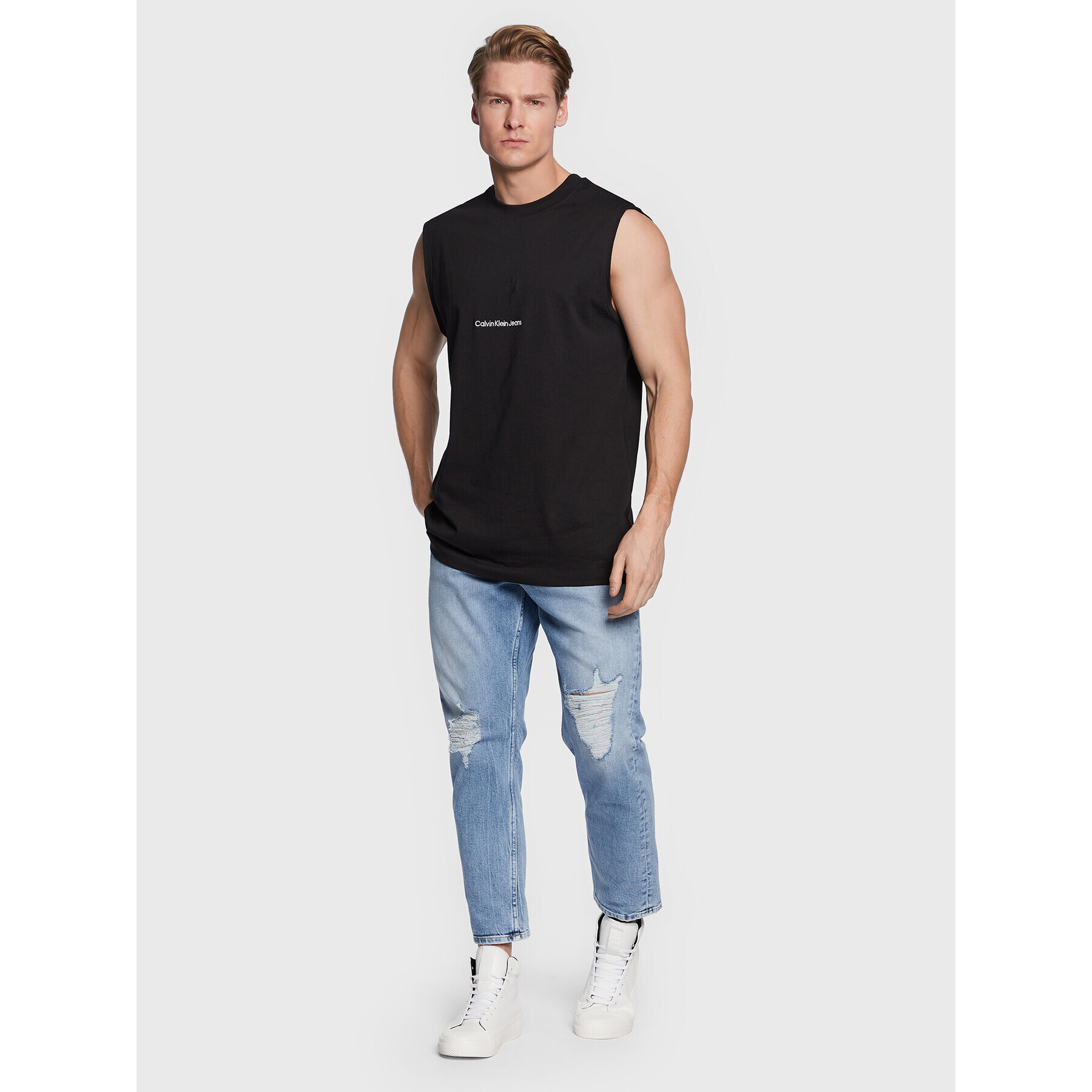 Calvin Klein Jeans Tank top J30J323146 Černá Relaxed Fit - Pepit.cz