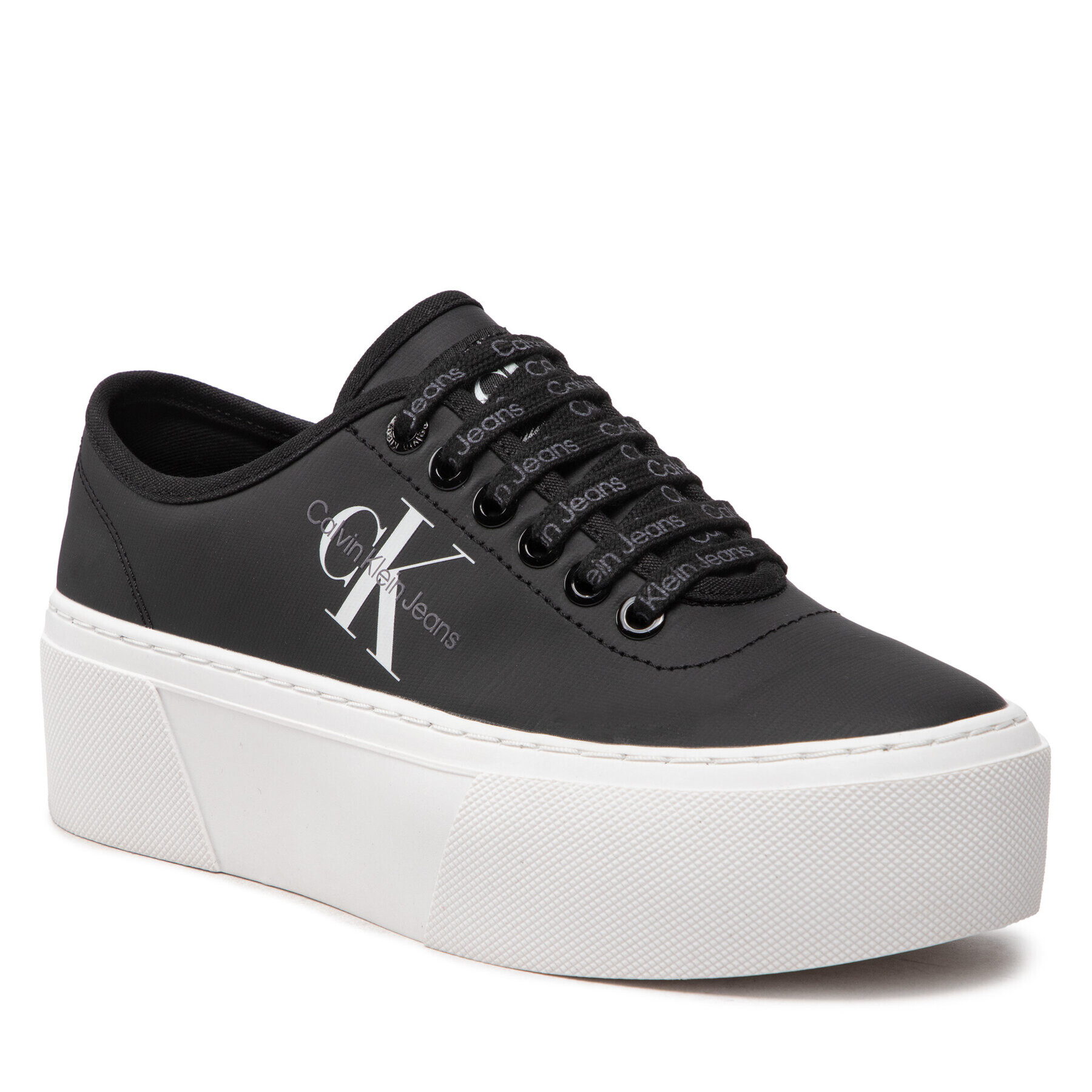 Calvin Klein Jeans Tenisky Cupsole Flatform Laceup Low Txt YW0YW00766 Černá - Pepit.cz