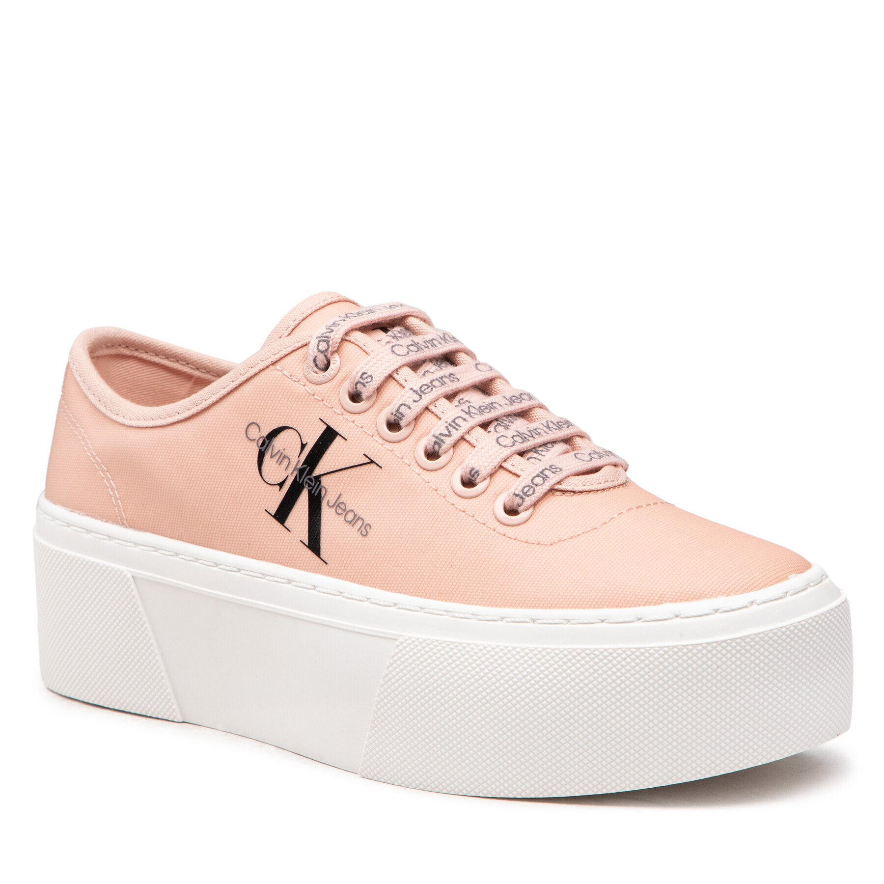 Calvin Klein Jeans Tenisky Cupsole Flatform Laceup Low Txt YW0YW00766TKY Růžová - Pepit.cz