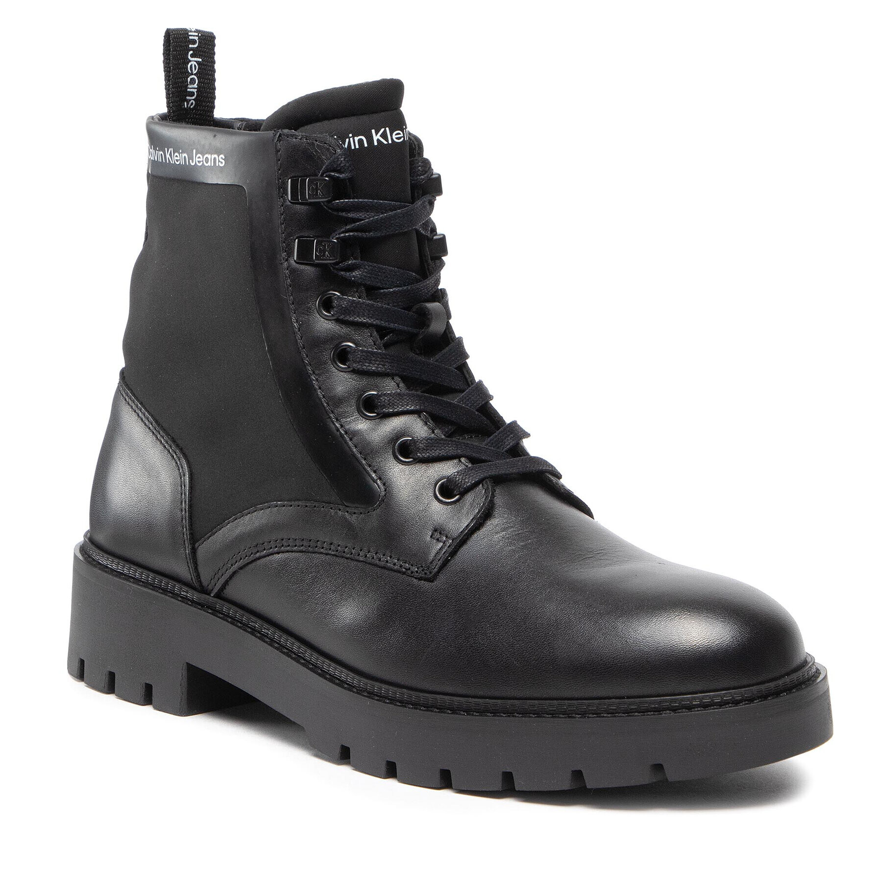 Calvin Klein Jeans Turistická obuv Military Boot Mix Material YM0YM00409 Černá - Pepit.cz