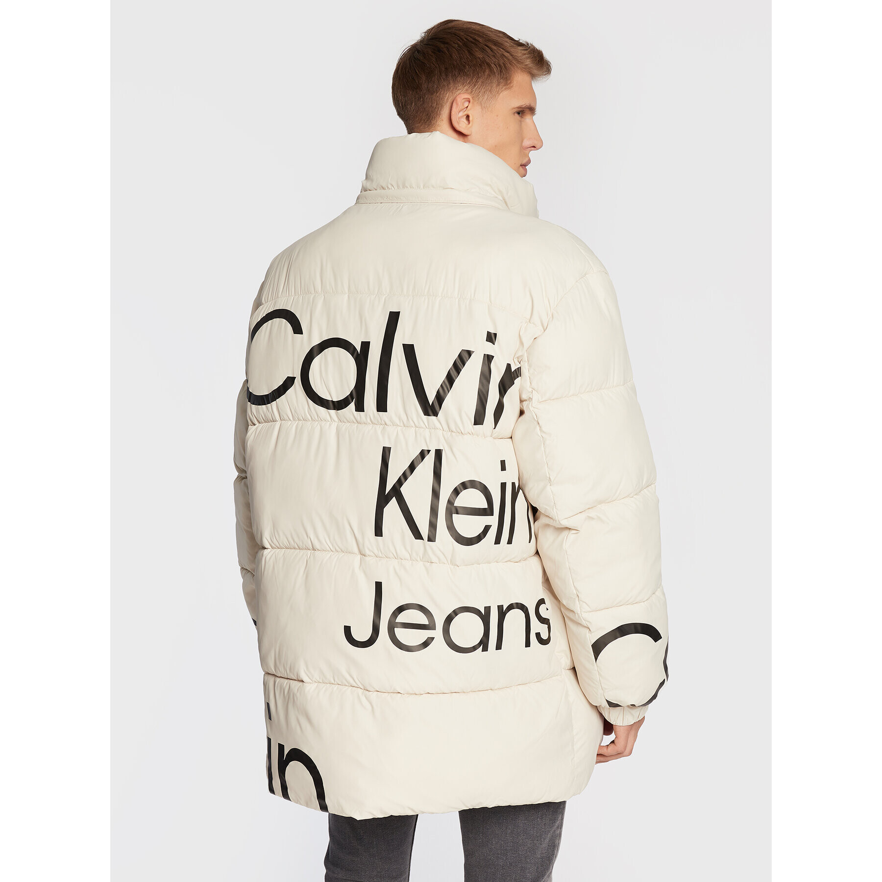 Calvin Klein Jeans Vatovaná bunda J30J321913 Béžová Relaxed Fit - Pepit.cz