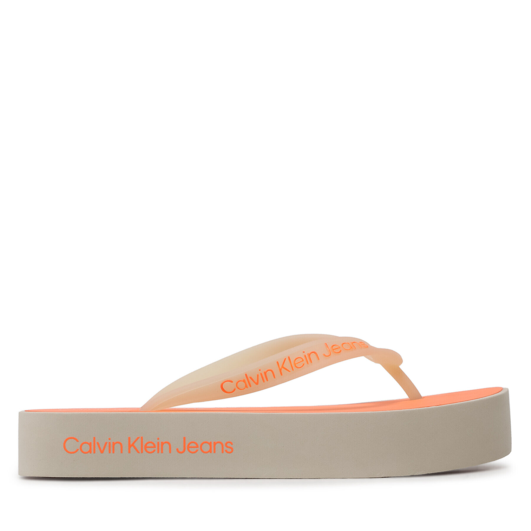 Calvin Klein Jeans Žabky Beach Sandal Flatform Logo YW0YW01092 Béžová - Pepit.cz