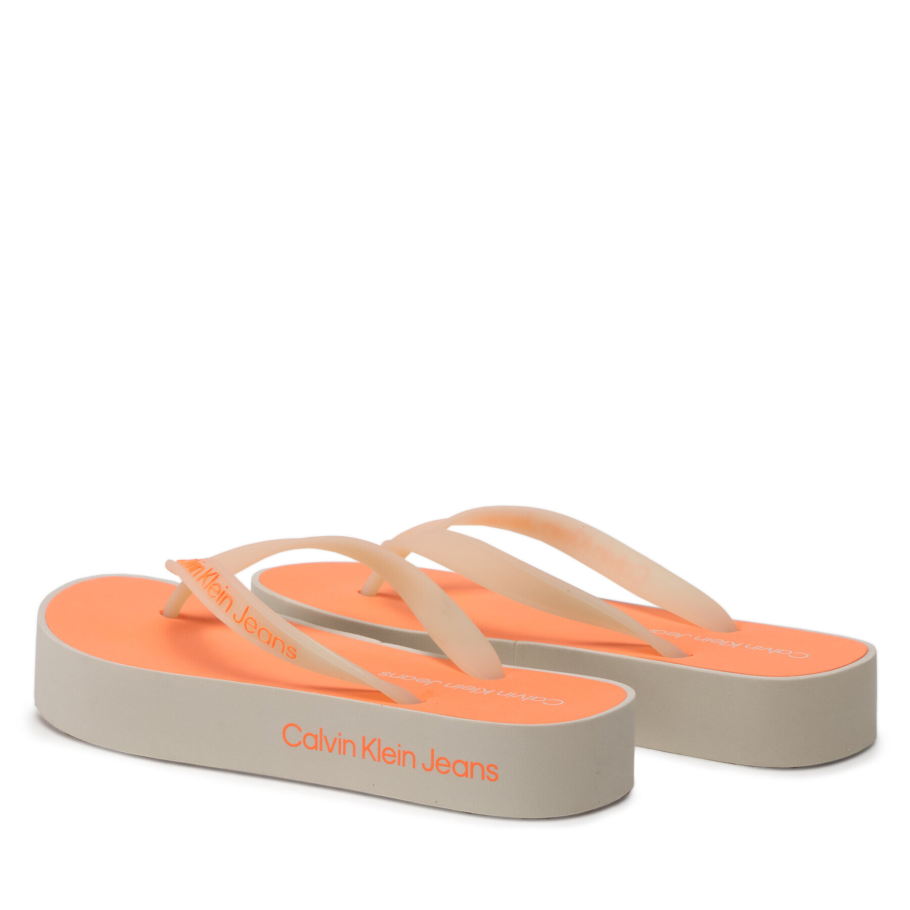 Calvin Klein Jeans Žabky Beach Sandal Flatform Logo YW0YW01092 Béžová - Pepit.cz