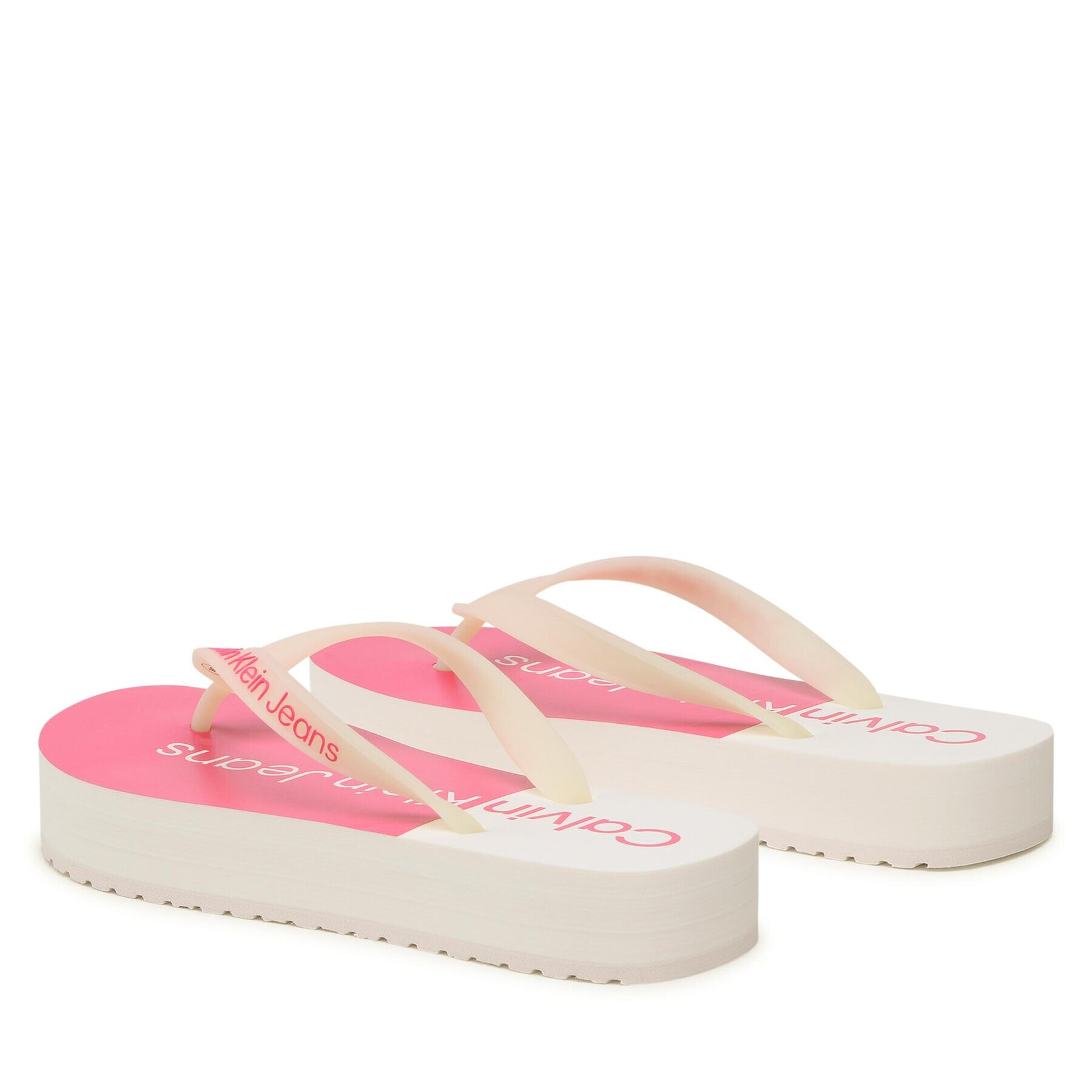 Calvin Klein Jeans Žabky Beach Sandal Flatform YW0YW00716 Écru - Pepit.cz