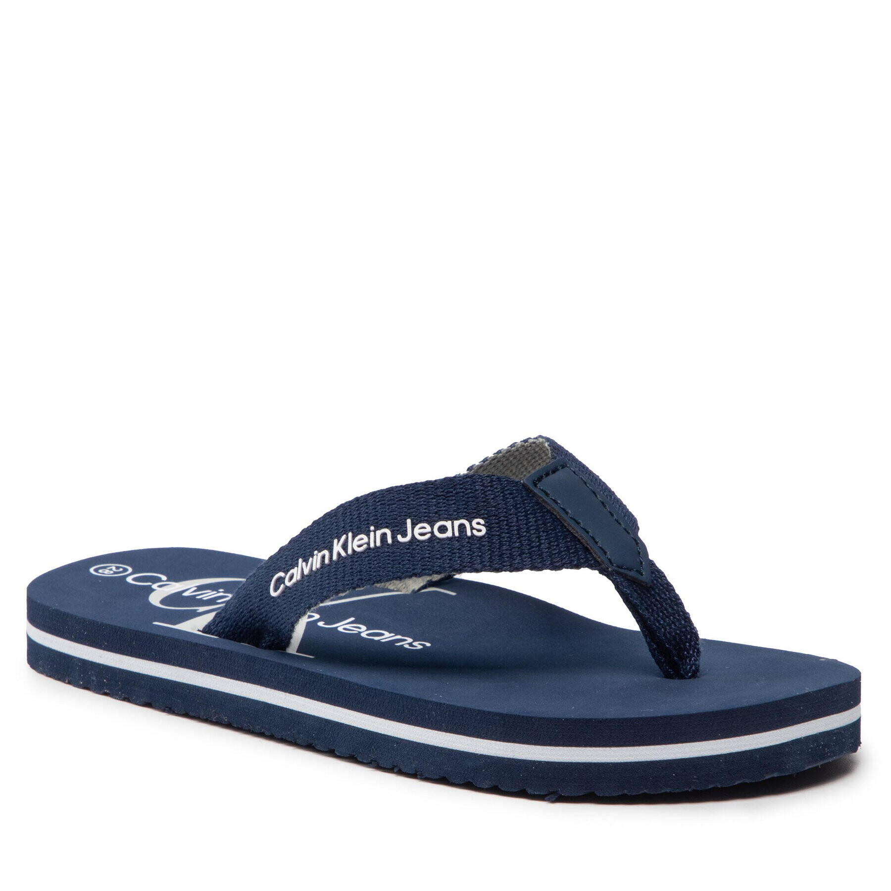 Calvin Klein Jeans Žabky Logo Print Flip Flop V3B8-80155-0058 M Tmavomodrá - Pepit.cz