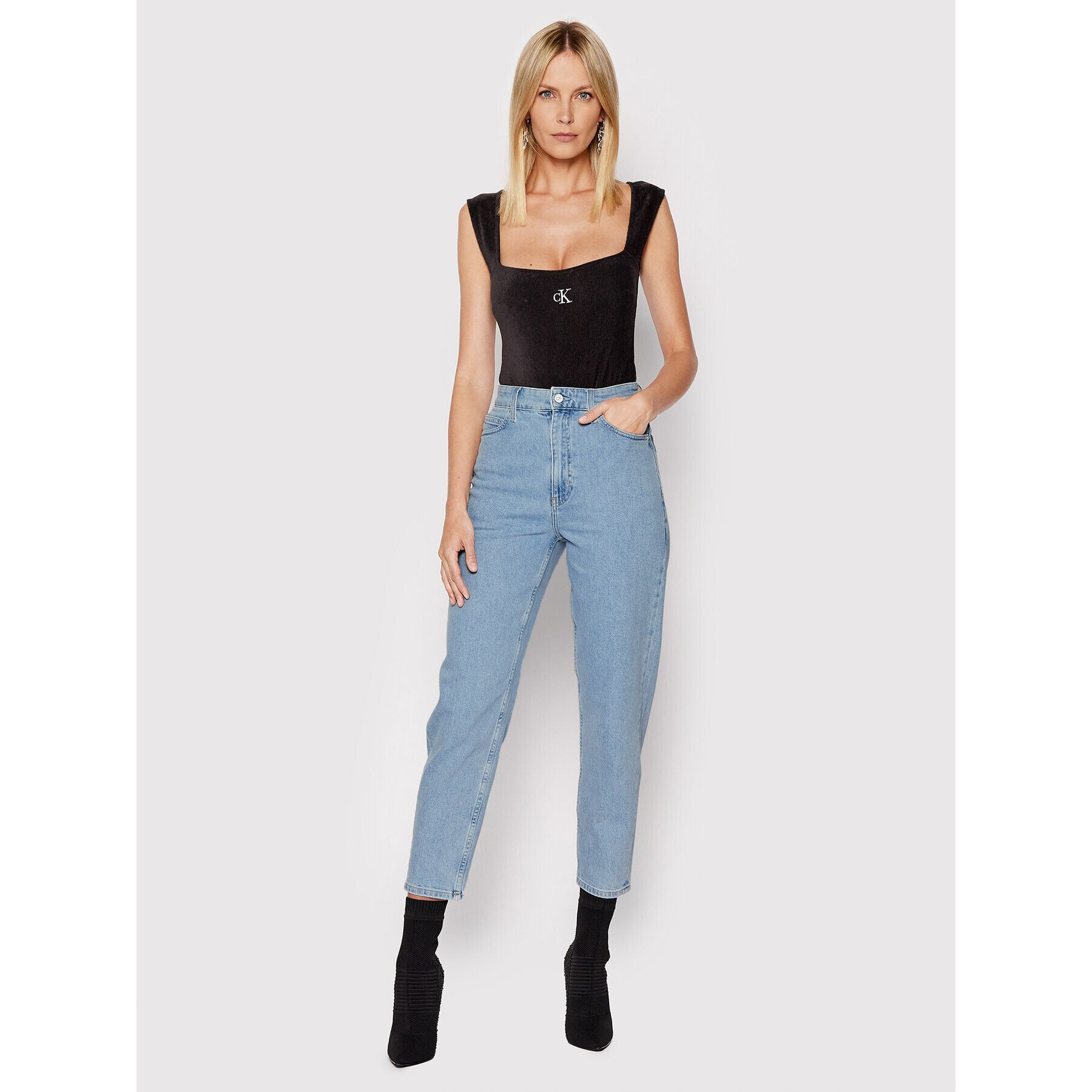 Calvin Klein Jeansy K20K203568 Modrá Mom Fit - Pepit.cz