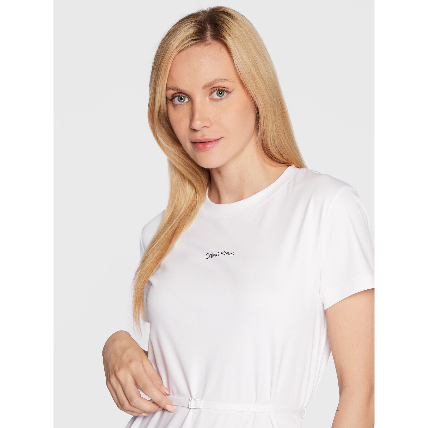 Calvin Klein Každodenní šaty Micro Logo K20K203660 Bílá Regular Fit - Pepit.cz