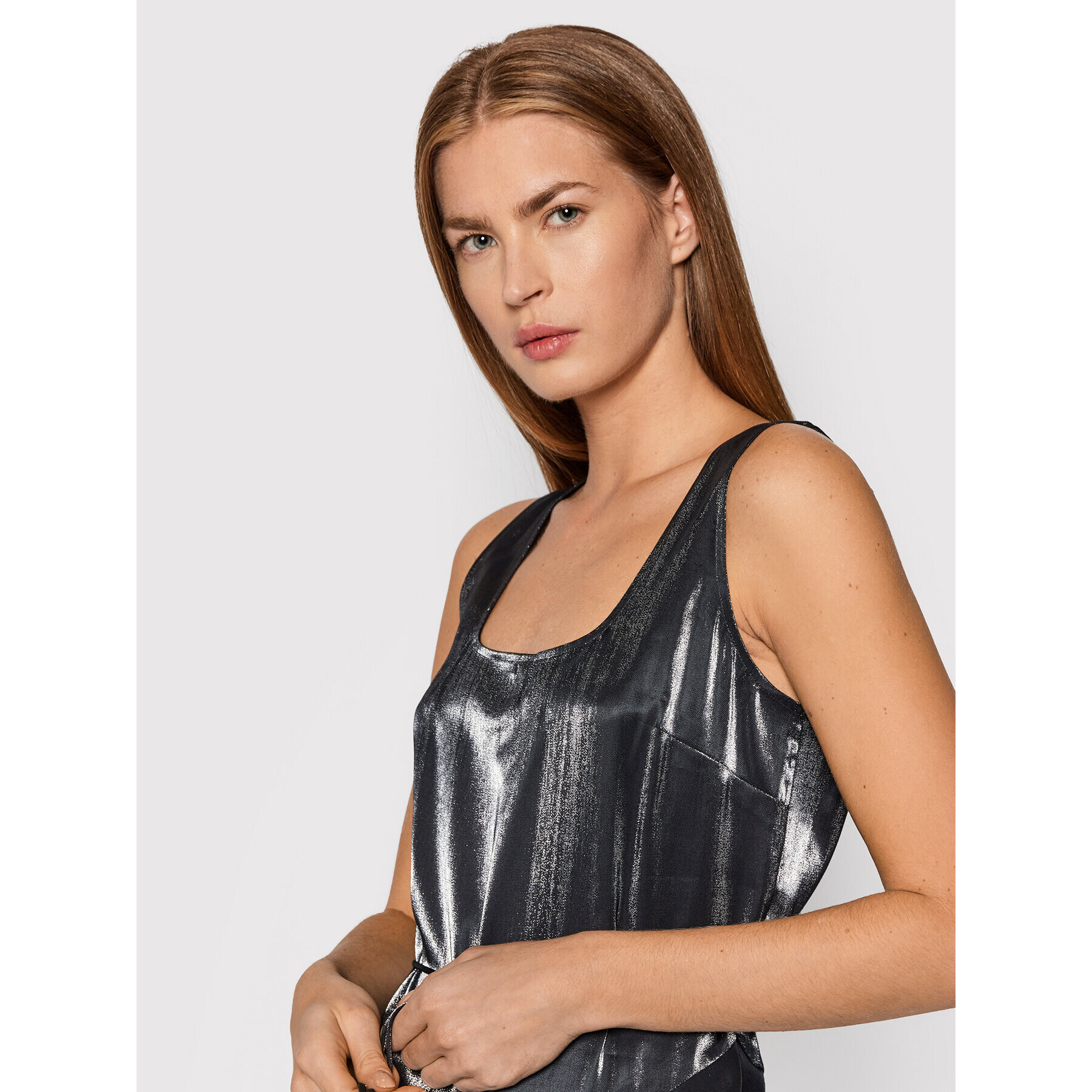 Calvin Klein Koktejlové šaty K20K203404P9P Stříbrná Regular Fit - Pepit.cz