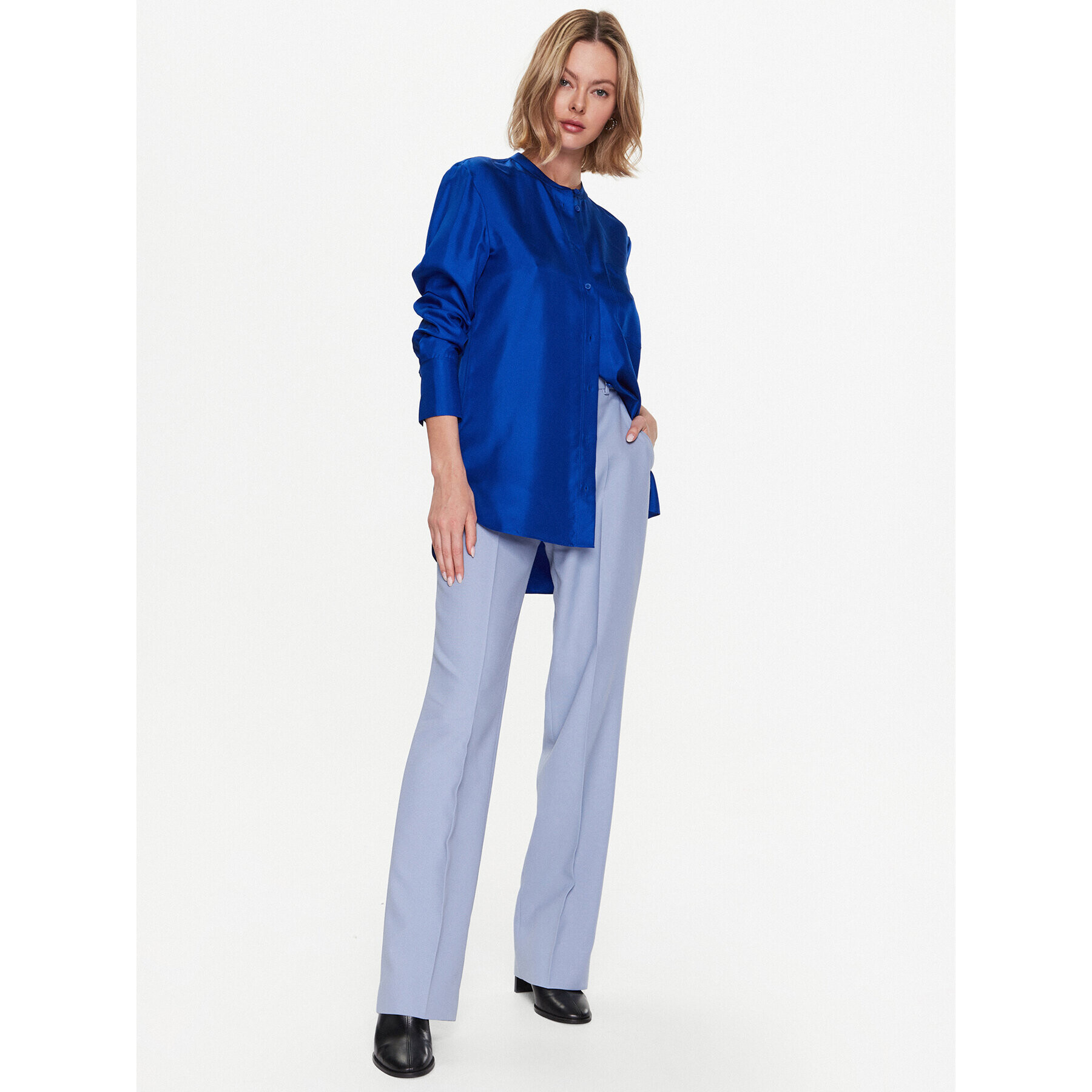 Calvin Klein Košile Silk Relaxed Collarless K20K205207 Modrá Relaxed Fit - Pepit.cz