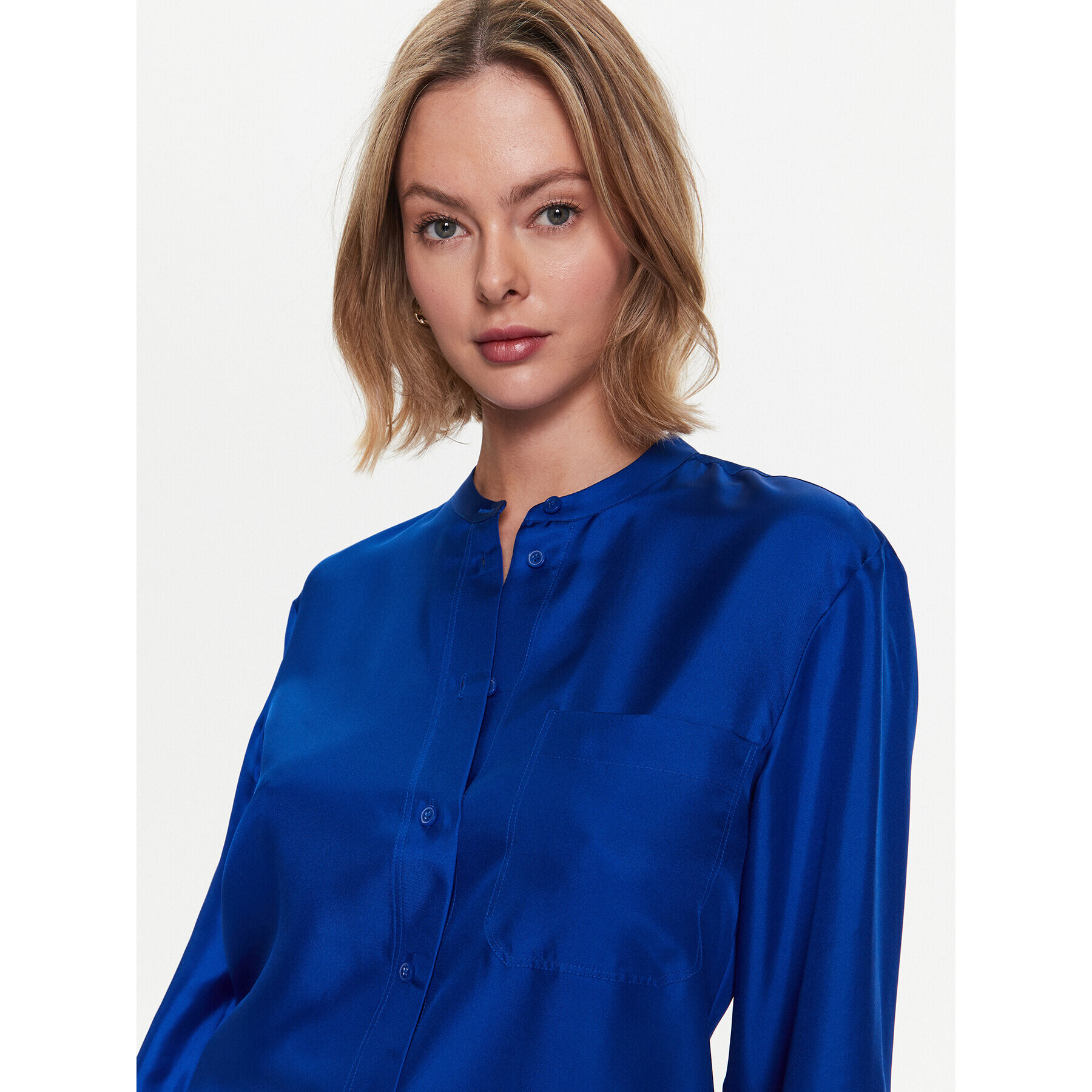 Calvin Klein Košile Silk Relaxed Collarless K20K205207 Modrá Relaxed Fit - Pepit.cz