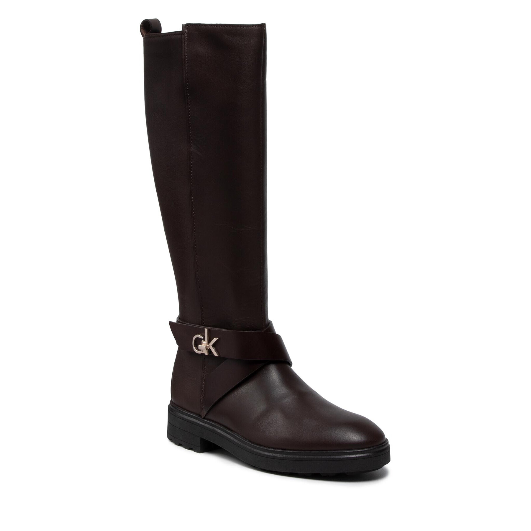 Calvin Klein Kozačky ve vojenském stylu Knee Boot 20 W/Hdw HW0HW00607 Hnědá - Pepit.cz