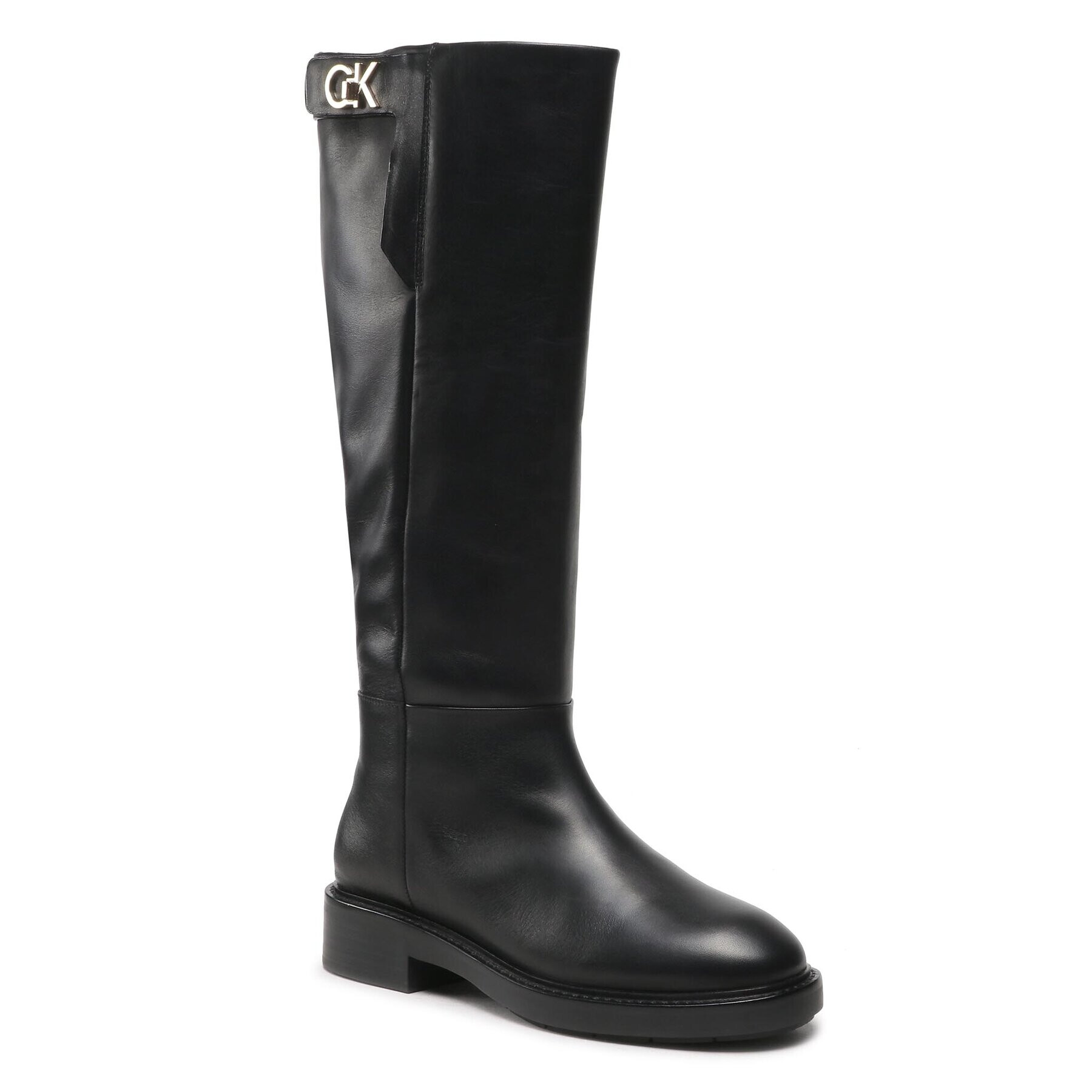 Calvin Klein Kozačky ve vojenském stylu Rubber Sole Knee Boot W Hw HW0HW01255 Černá - Pepit.cz