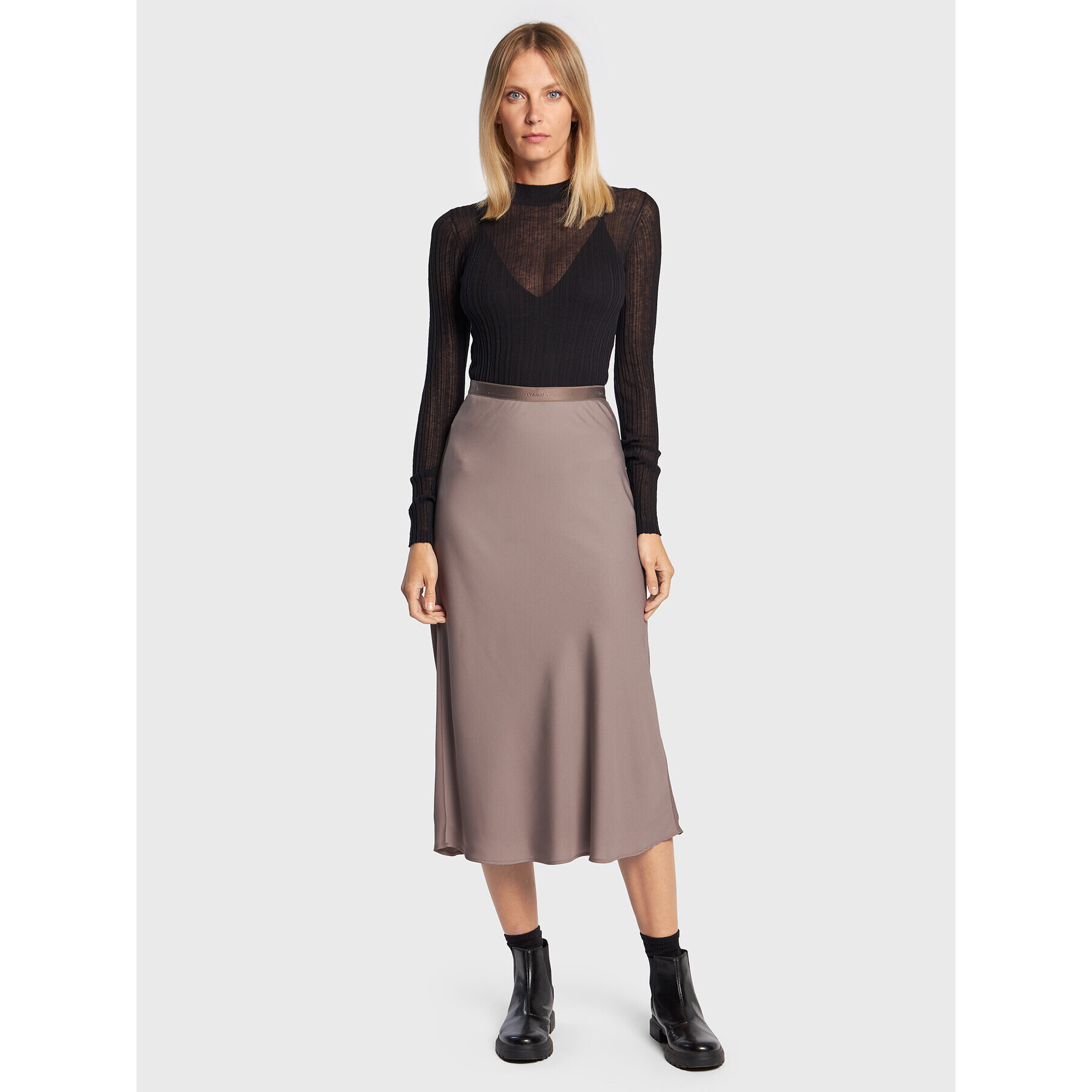 Calvin Klein Midi sukně K20K203514 Béžová Slim Fit - Pepit.cz