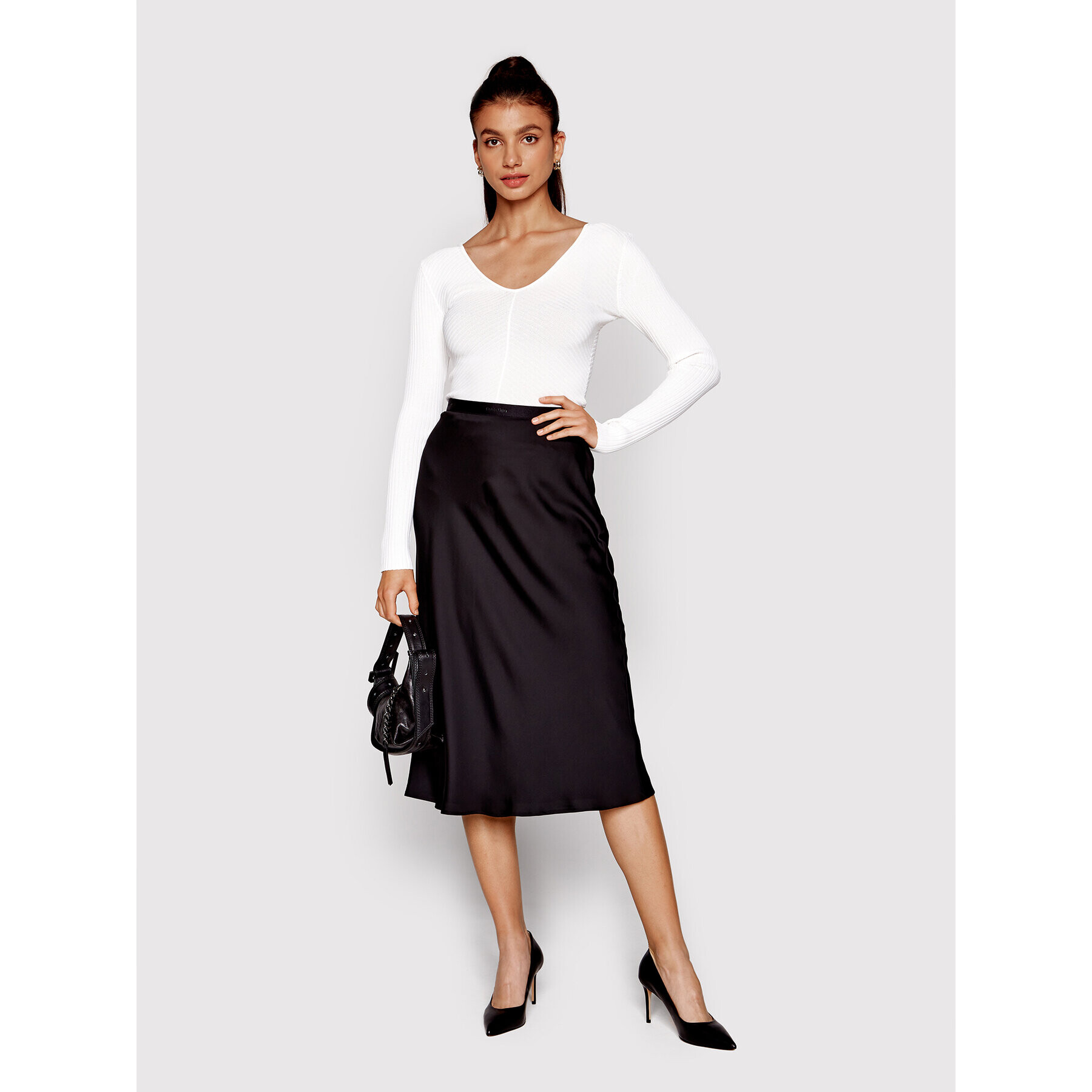 Calvin Klein Midi sukně K20K204876 Černá Regular Fit - Pepit.cz