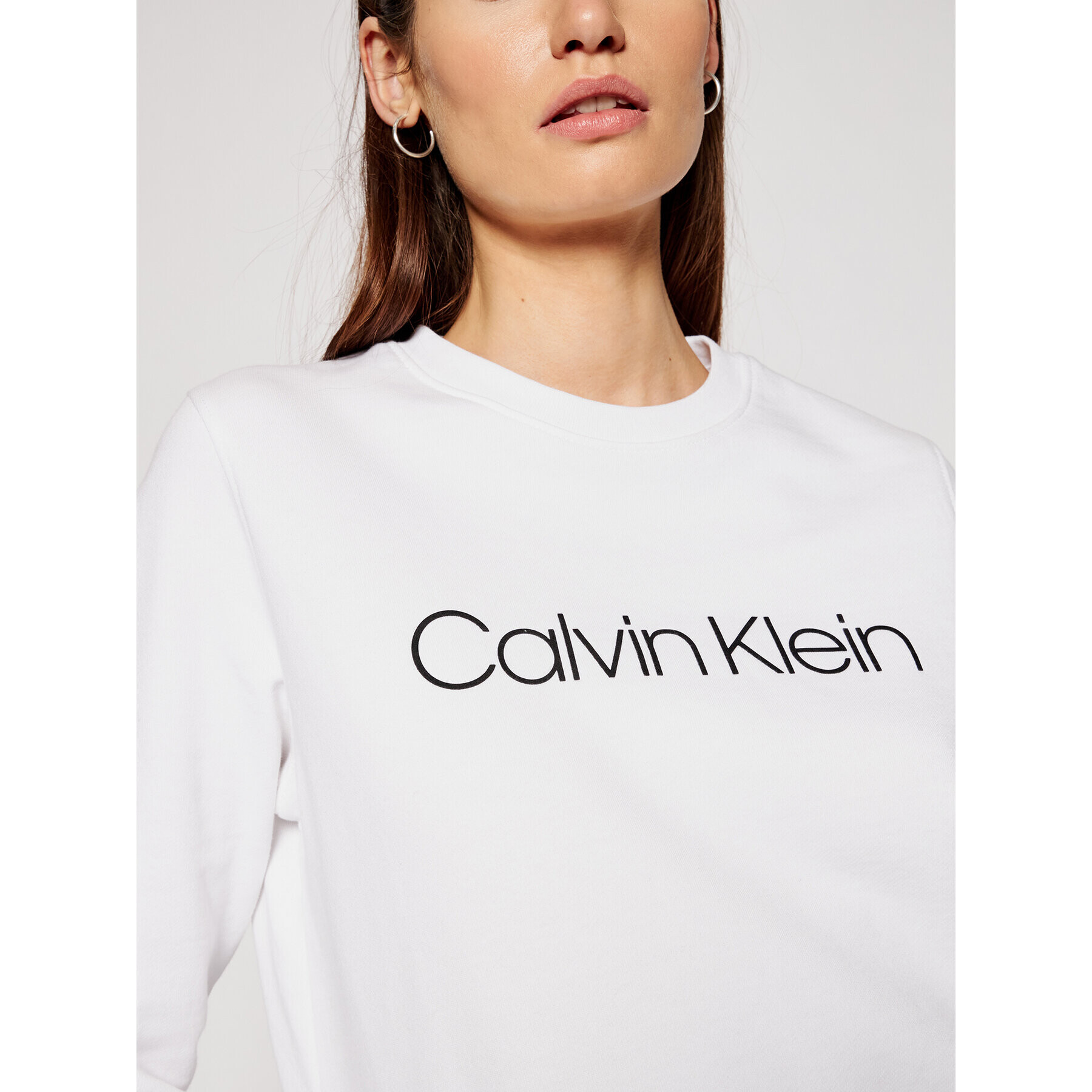 Calvin Klein Mikina Core Logo K20K202017 Bílá Regular Fit - Pepit.cz