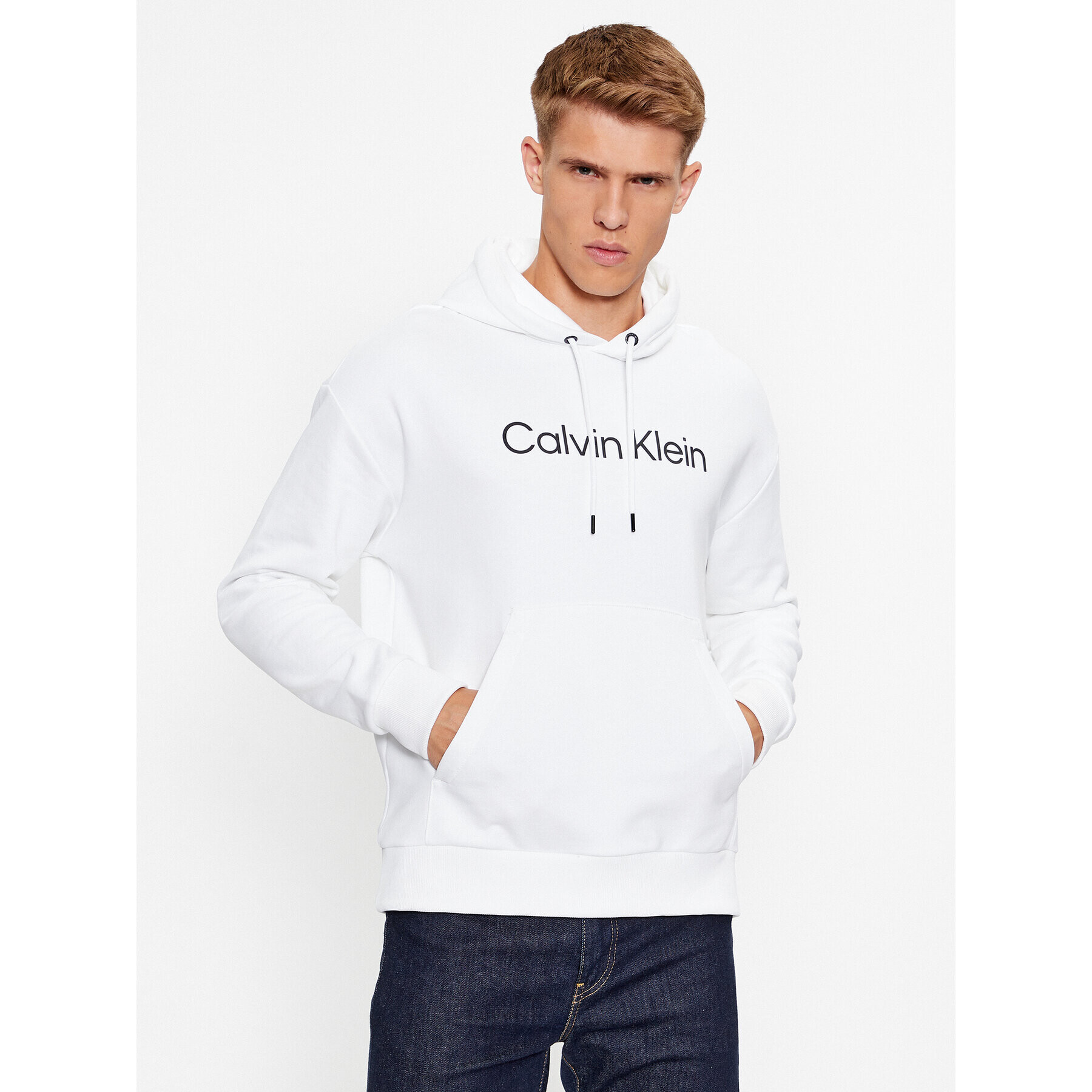 Calvin Klein Mikina Hero K10K111345 Bílá Regular Fit - Pepit.cz