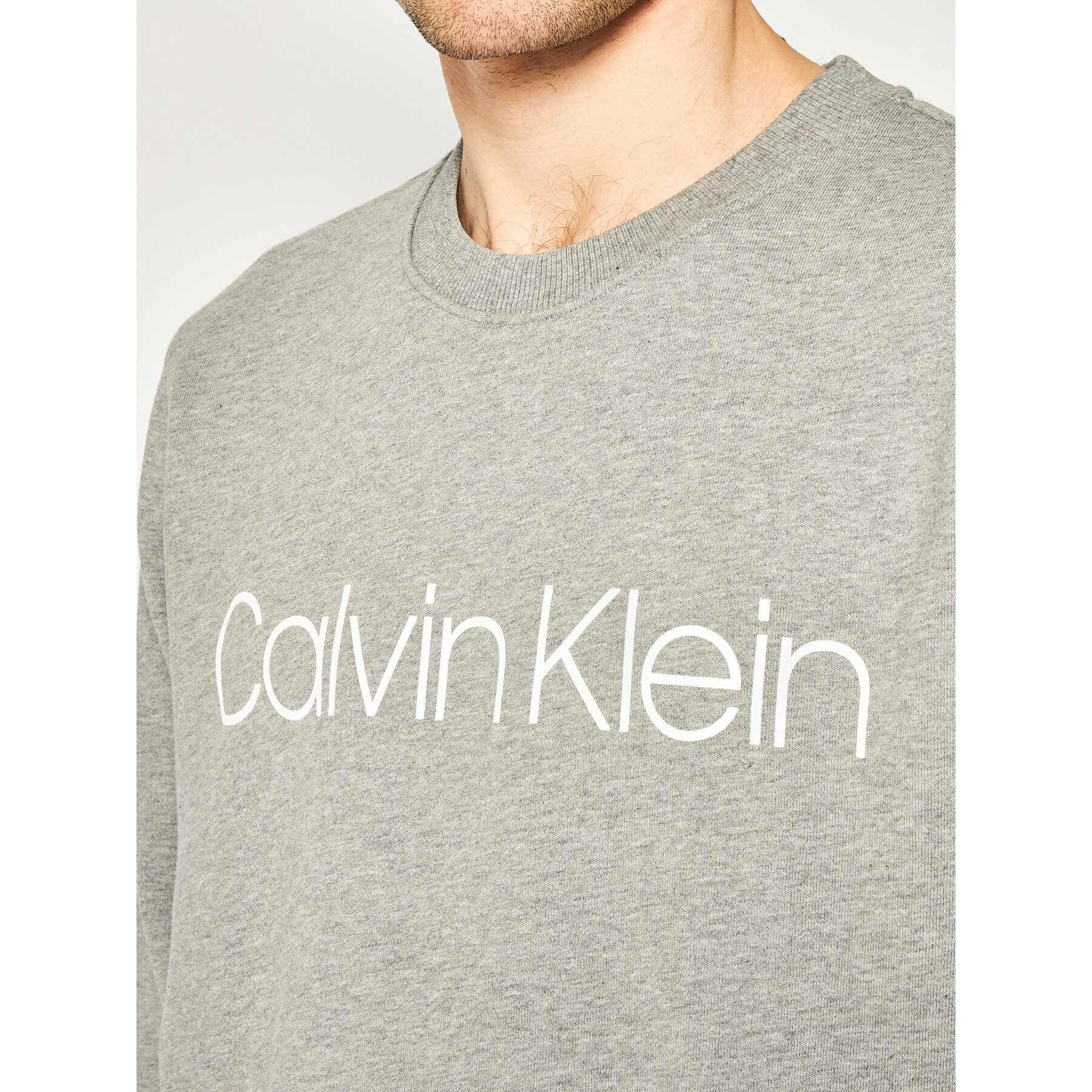 Calvin Klein Mikina Logo K10K104059 Šedá Regular Fit - Pepit.cz