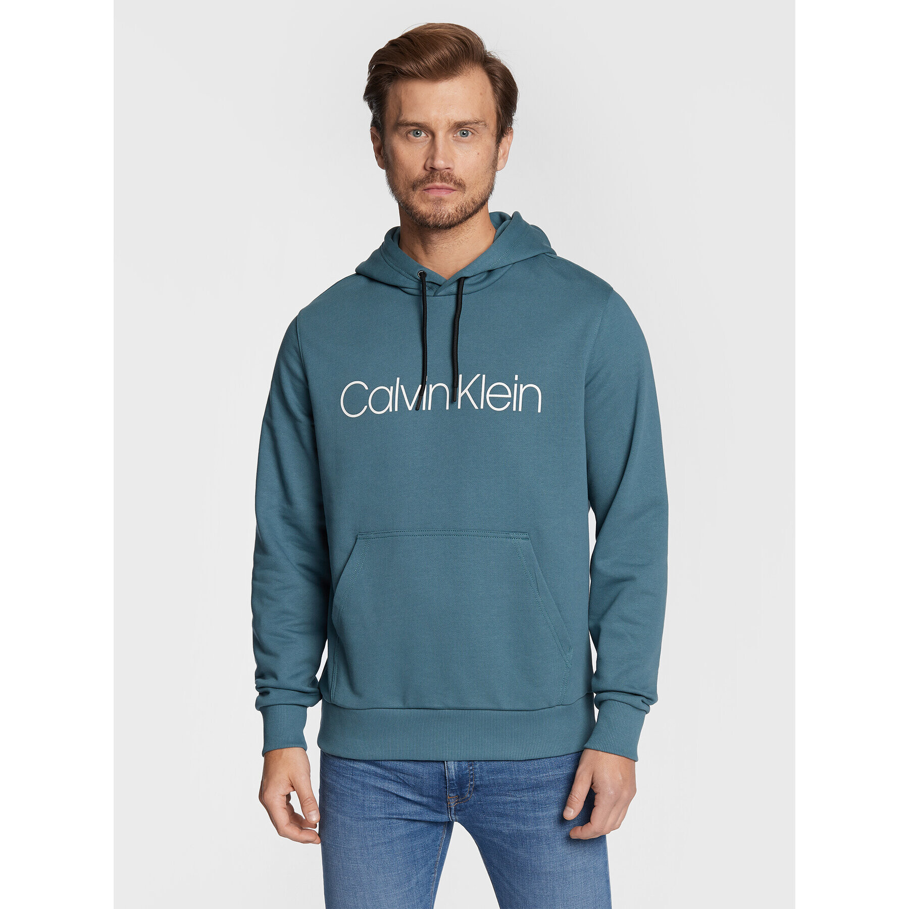 Calvin Klein Mikina Logo K10K107033 Zelená Regular Fit - Pepit.cz