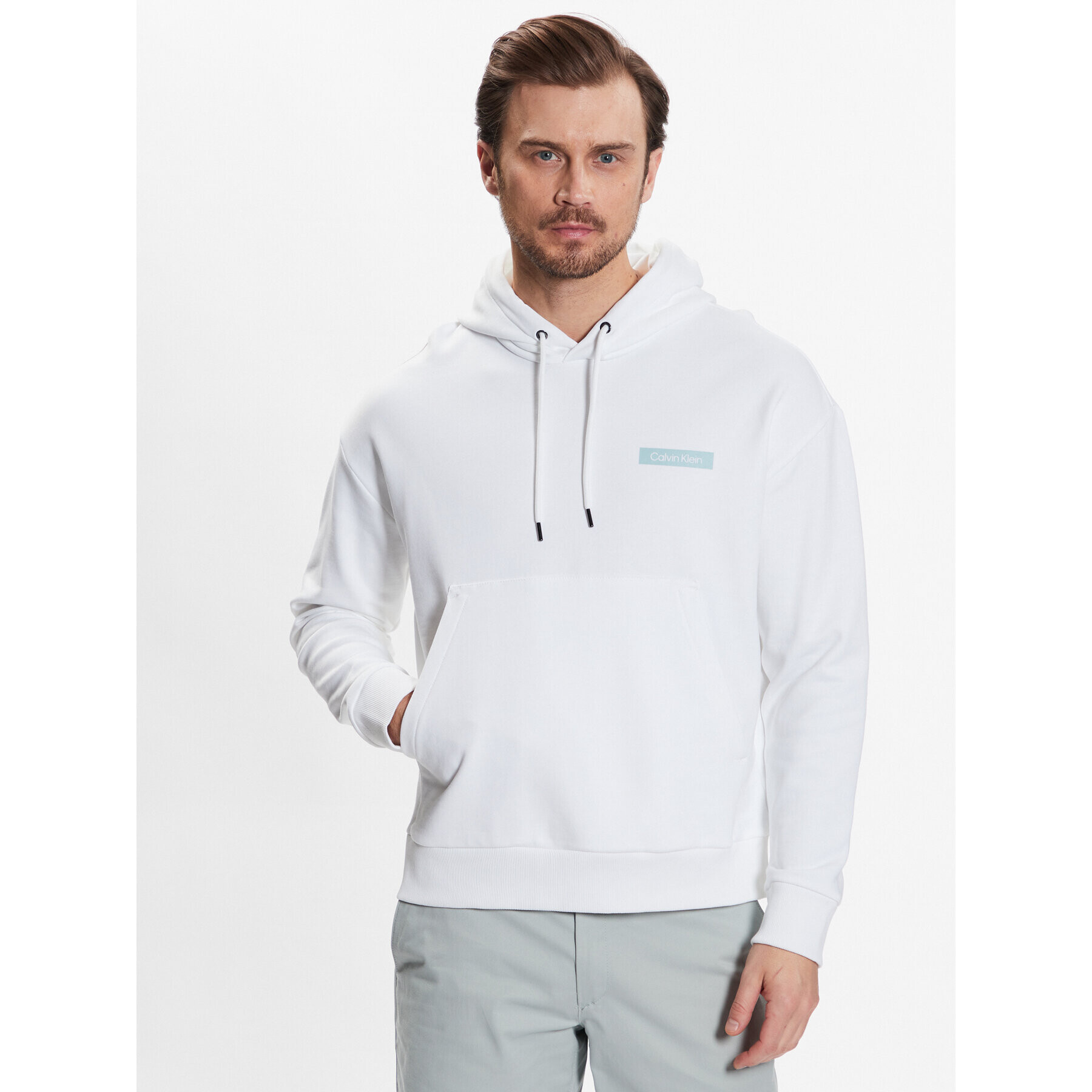 Calvin Klein Mikina Matte Back Logo Comfort Hoodie K10K111343 Bílá Regular Fit - Pepit.cz