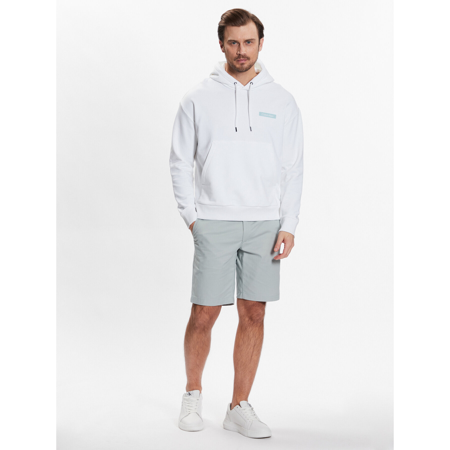 Calvin Klein Mikina Matte Back Logo Comfort Hoodie K10K111343 Bílá Regular Fit - Pepit.cz