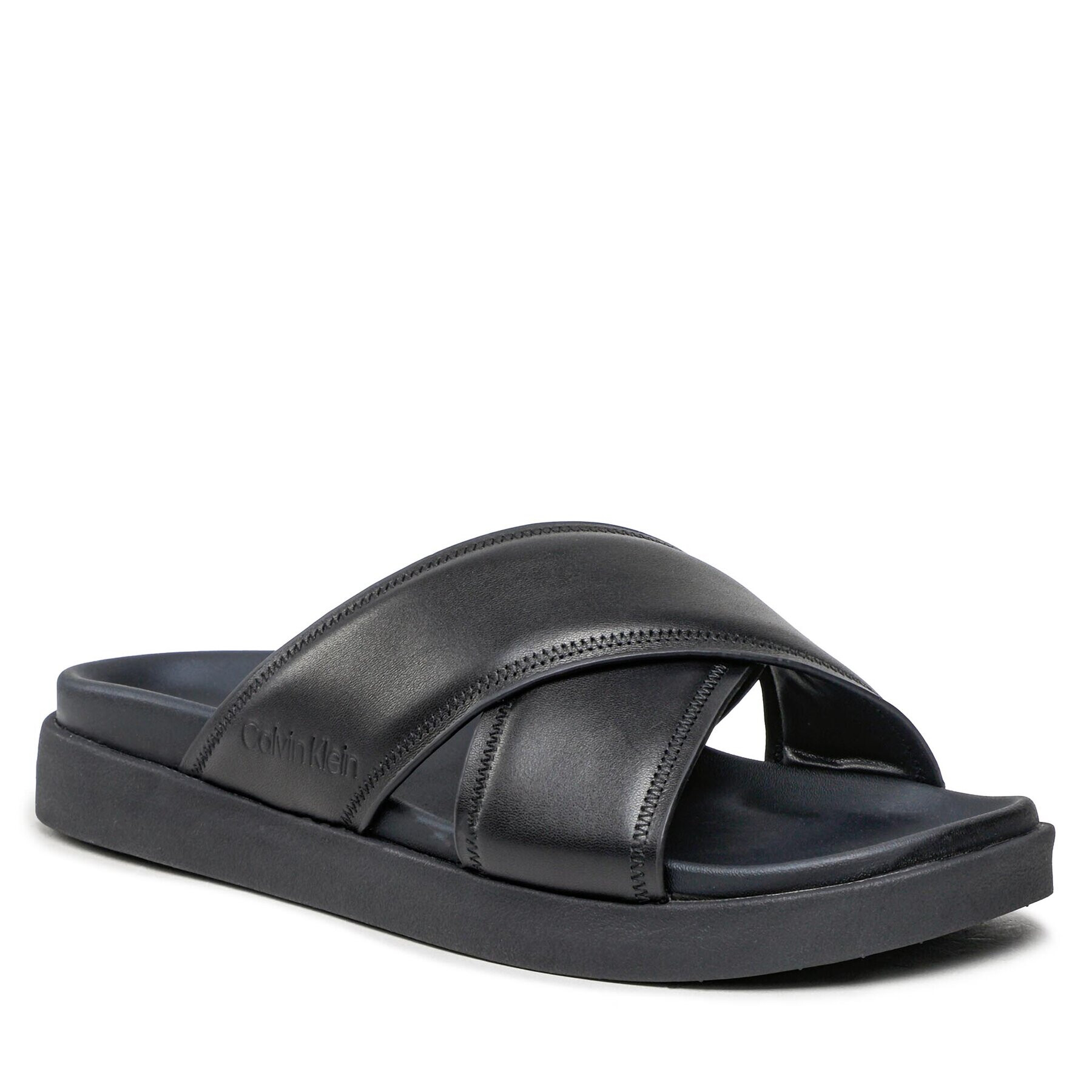 Calvin Klein Nazouváky Criss Cross Sandal Lth HM0HM01069 Černá - Pepit.cz