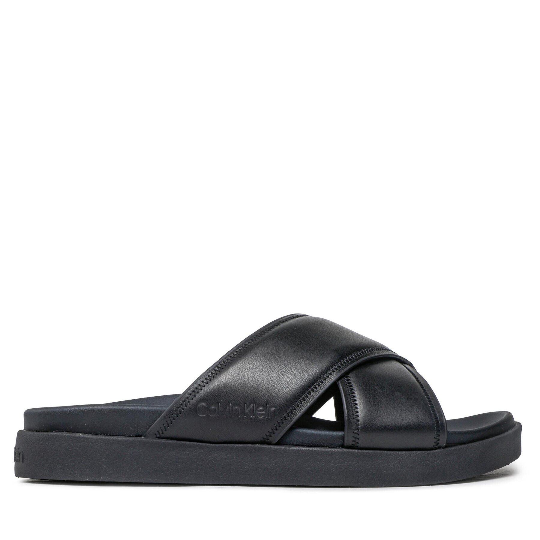 Calvin Klein Nazouváky Criss Cross Sandal Lth HM0HM01069 Černá - Pepit.cz