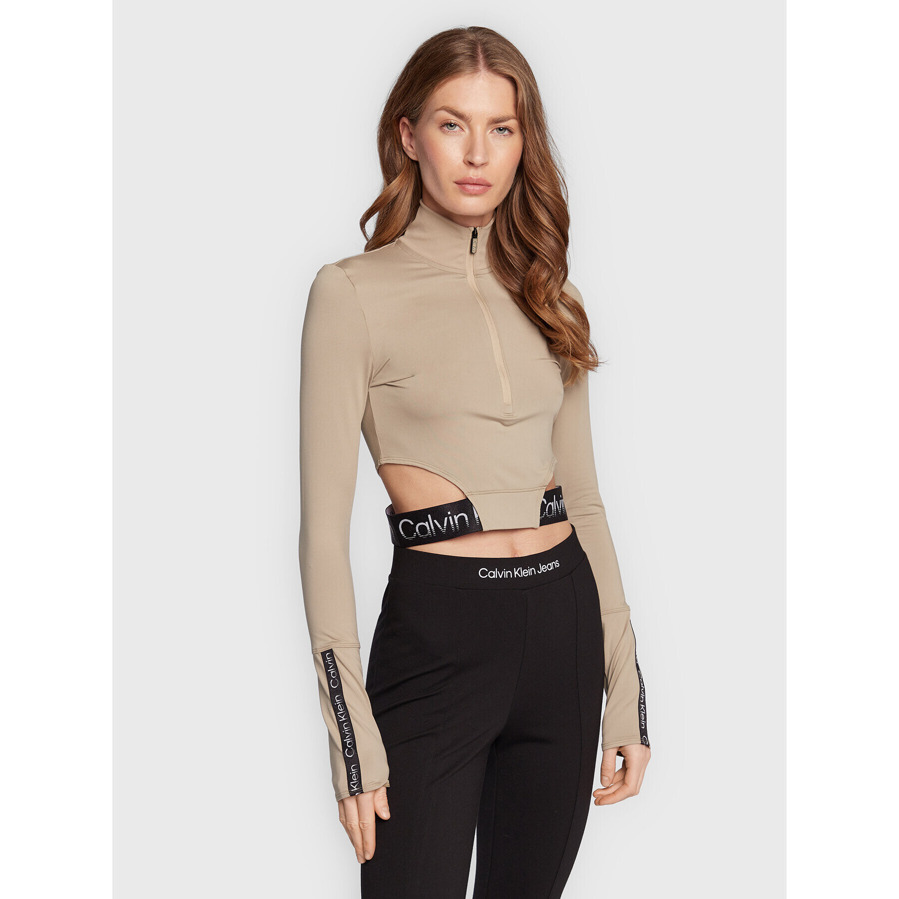 Calvin Klein Performance Halenka 00GWF2K200 Béžová Slim Fit - Pepit.cz